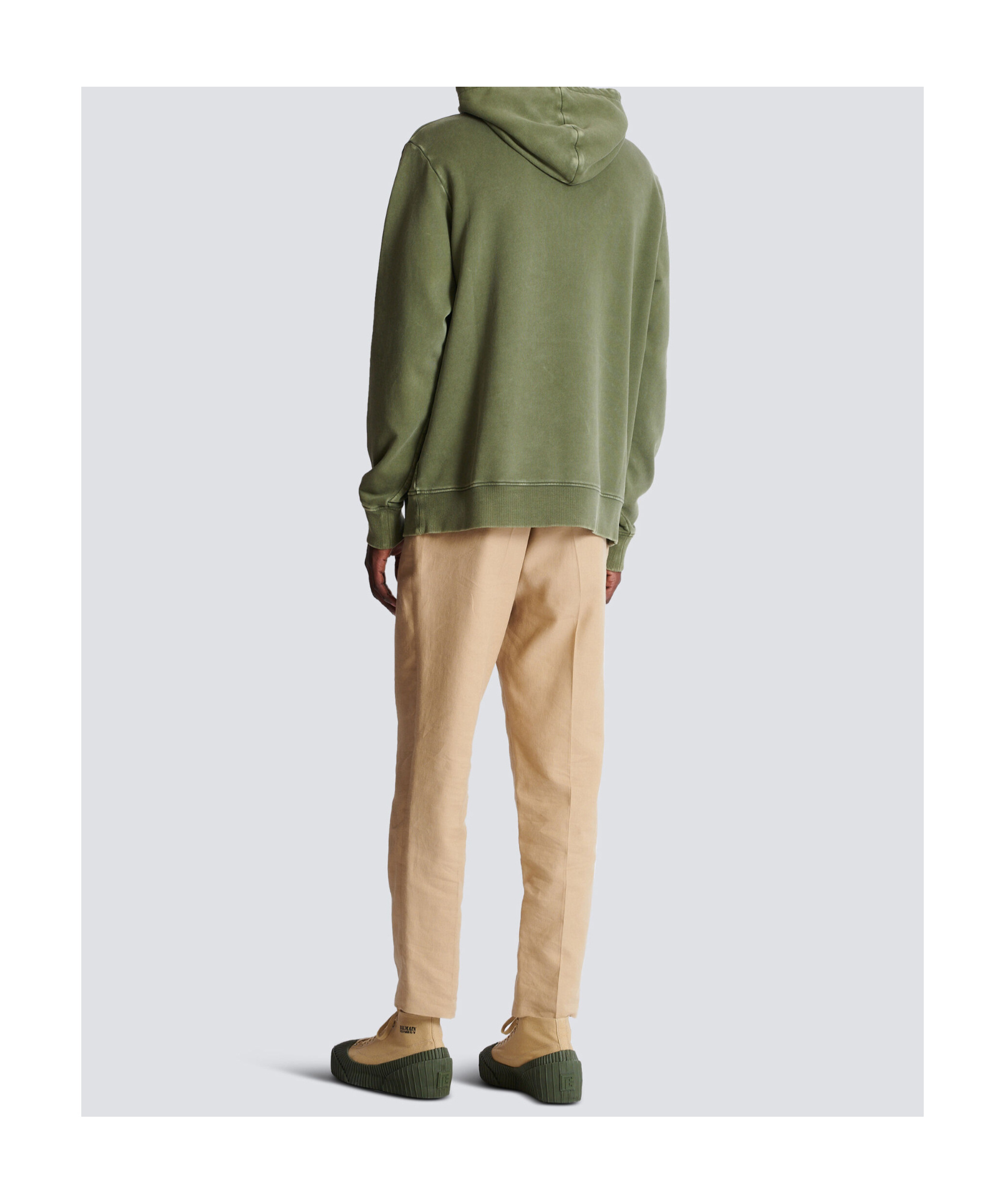 Balmain Oversize Vintage Emblem Cotton Hoodie In Brown