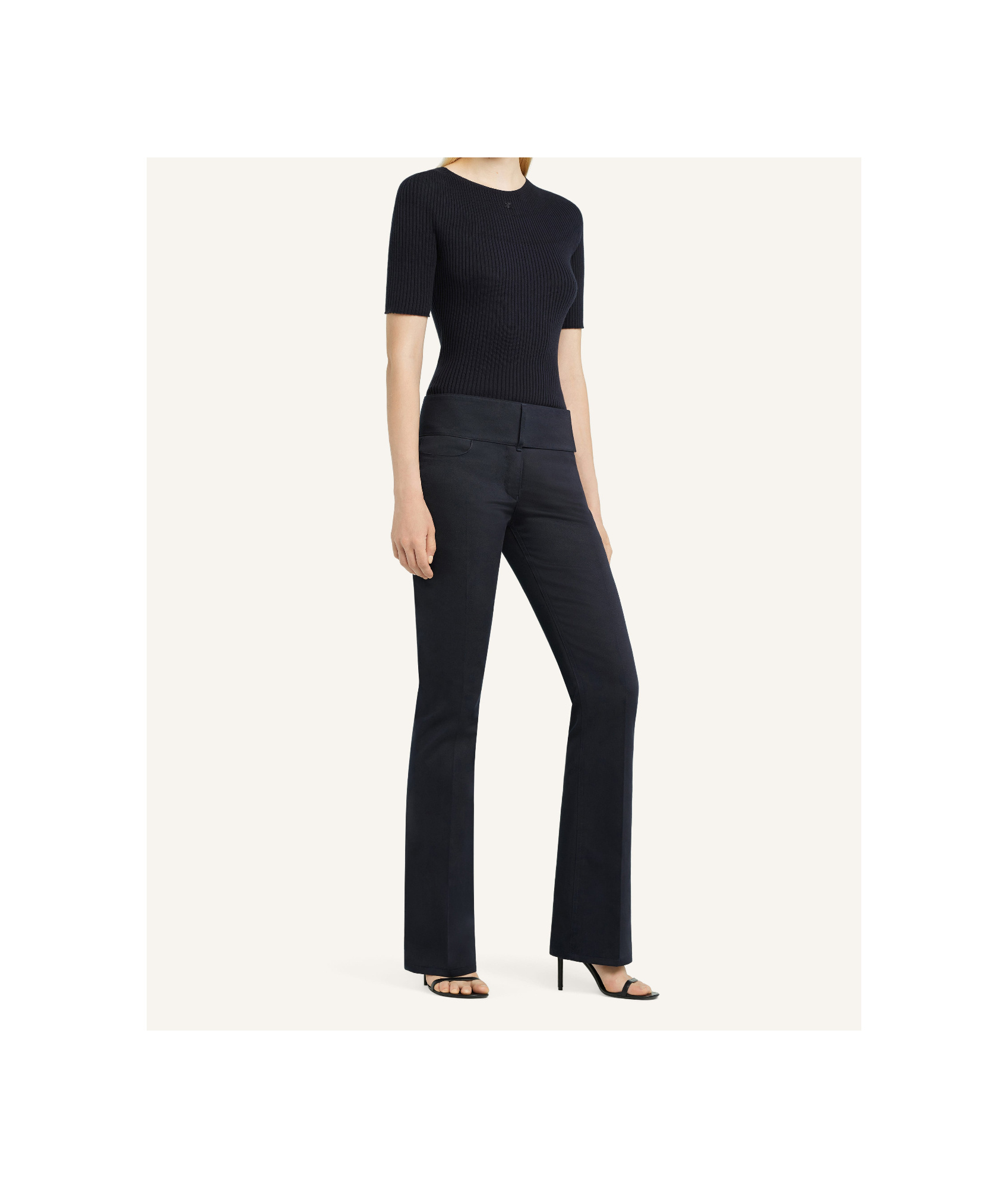 Courrèges Solar Logo-patch Ribbed T-shirt In Black