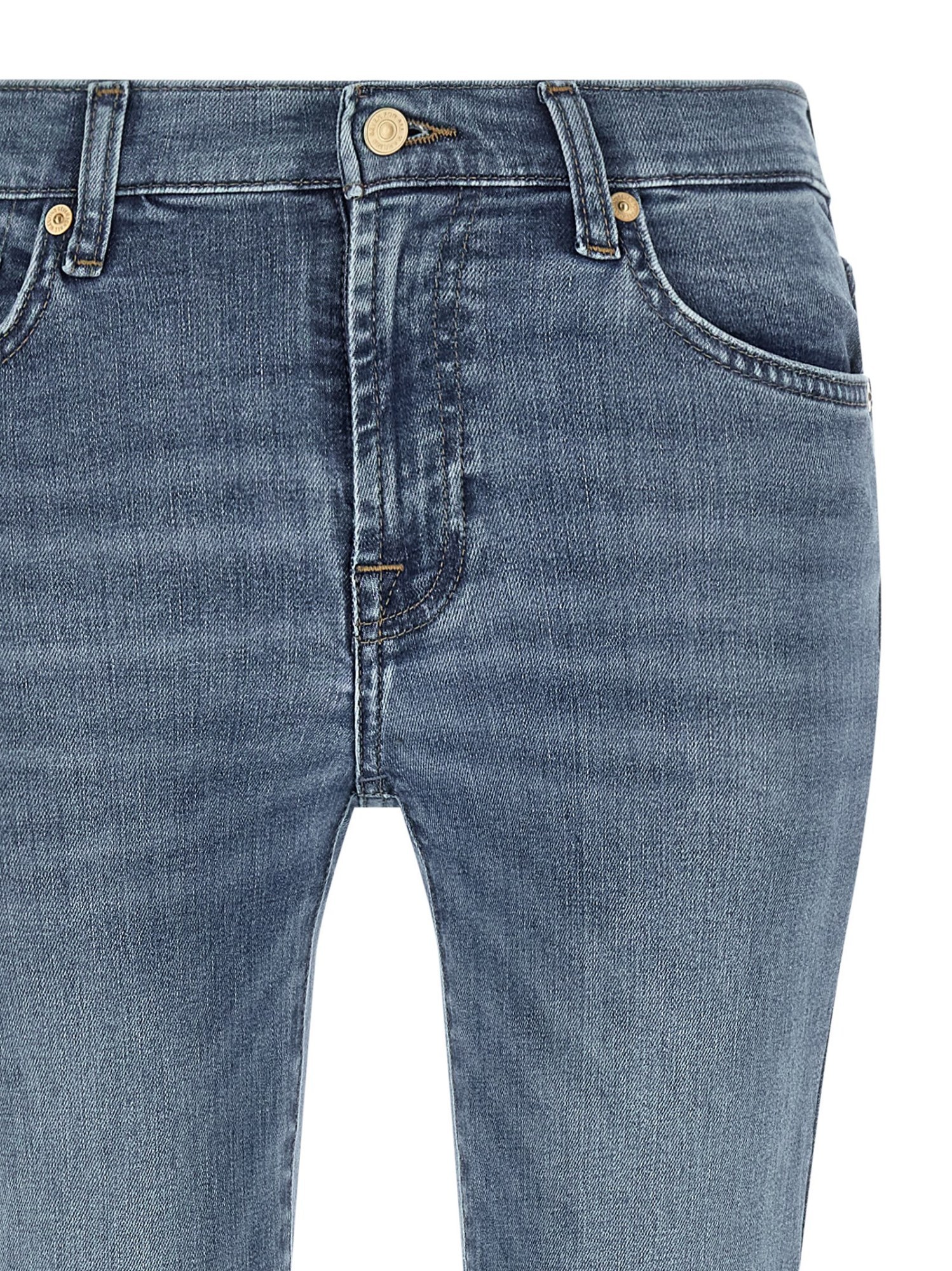 7 For All Mankind Bootcut Denim Trousers With Front And Back Pockets In Blue