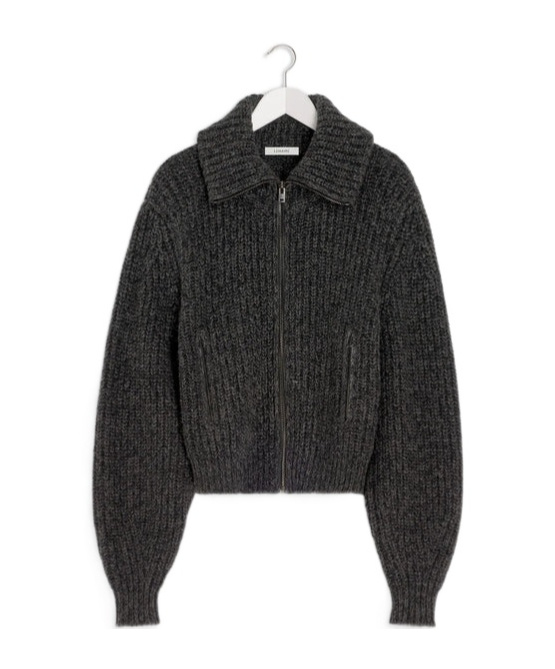 Lemaire Long-sleeved Knitted Cardigan In Gray
