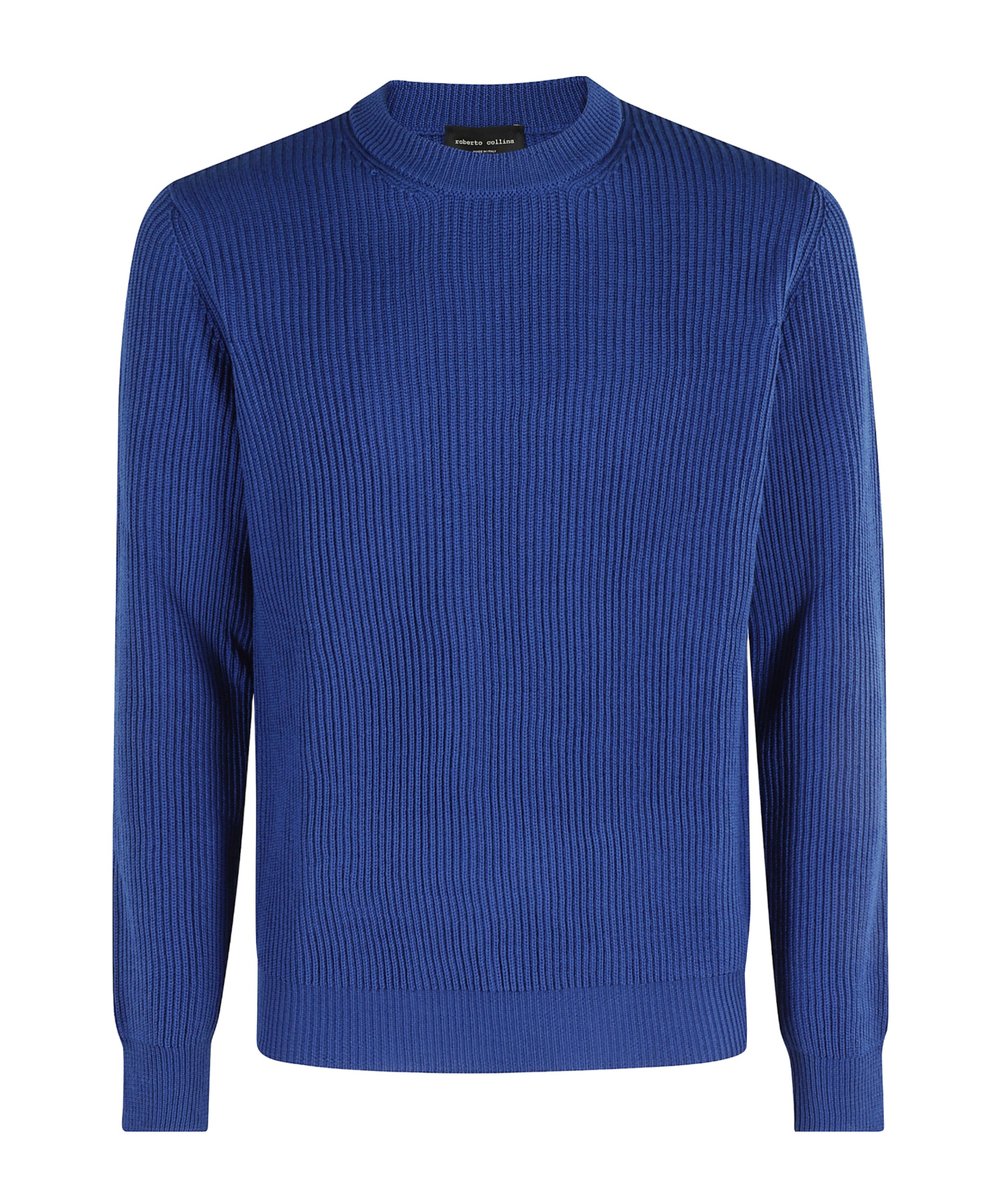 Roberto Collina Ribbed Crewneck Long Sleeve Sweater In Blue