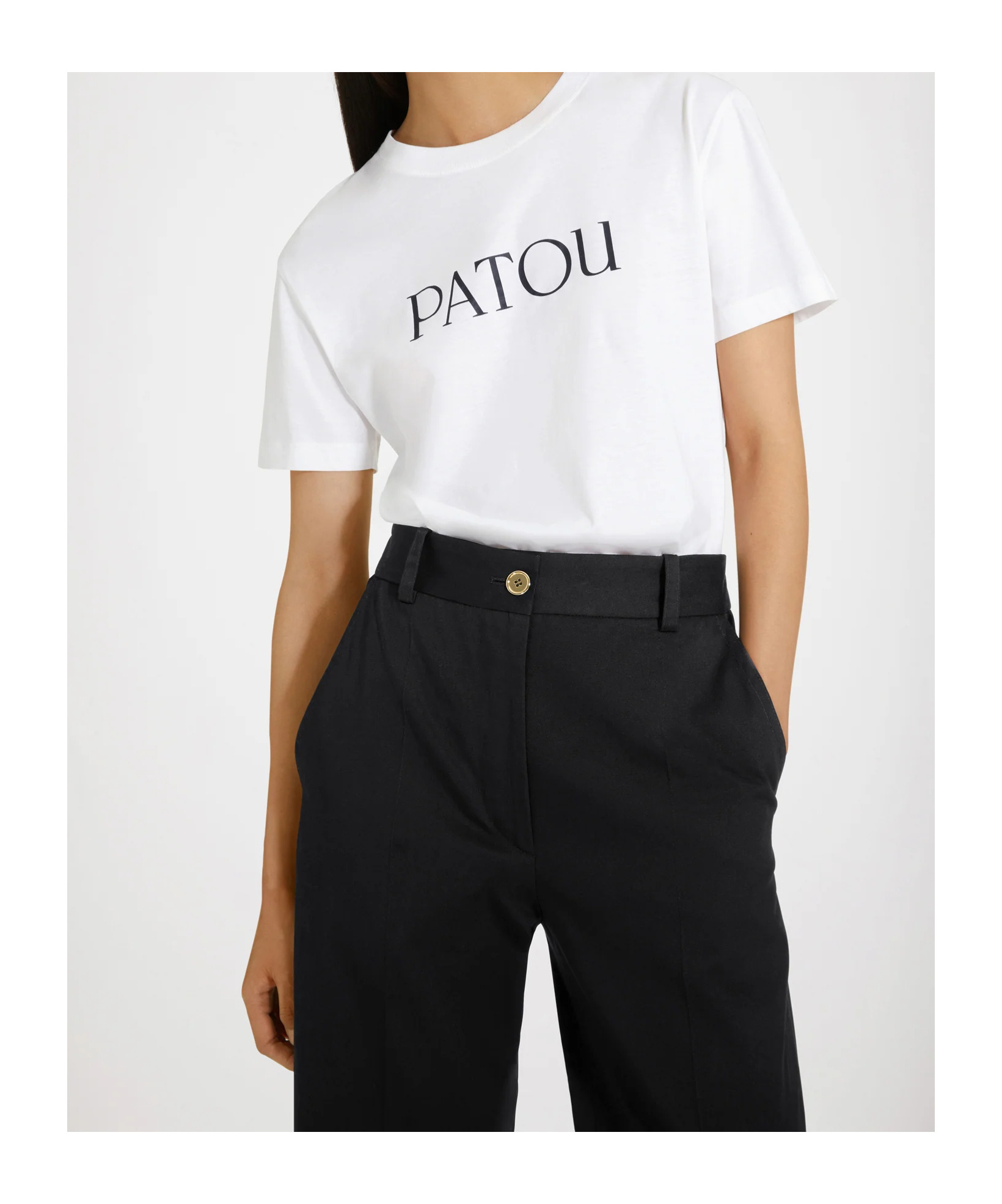 Patou Belt Loop Casual Pants In Black