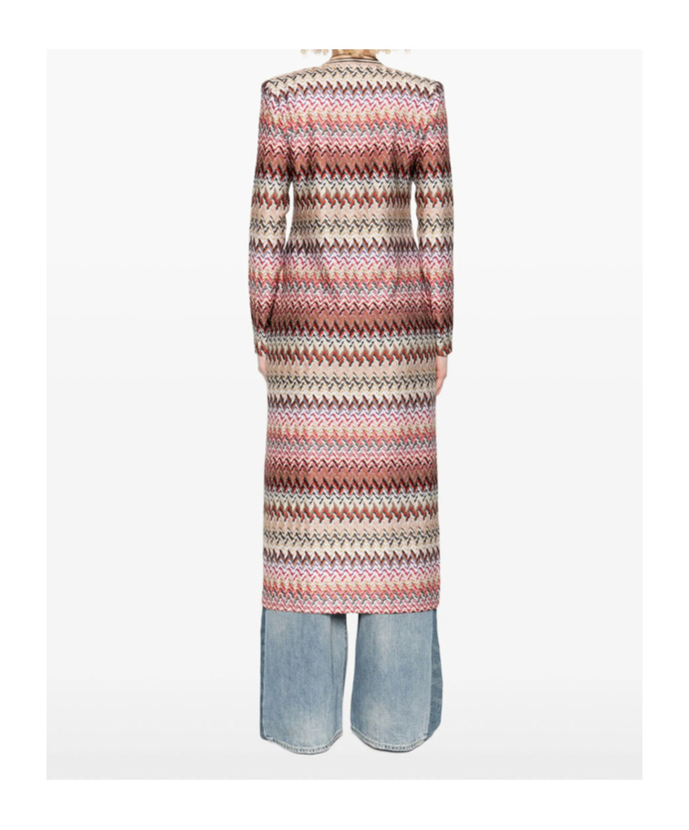 Missoni Womens Multicolor Chevron Metallic-knit Long Cardigan In Pink
