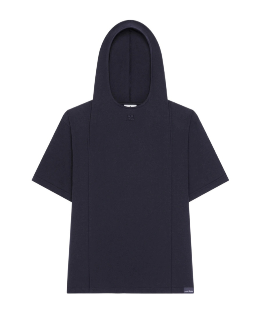 Courrèges Courregès Cotton Hooded T-shirt In Black