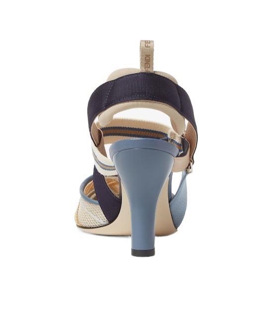 Fendi 'strappy Pointed Toe Pump With Patterned Design' In Blue