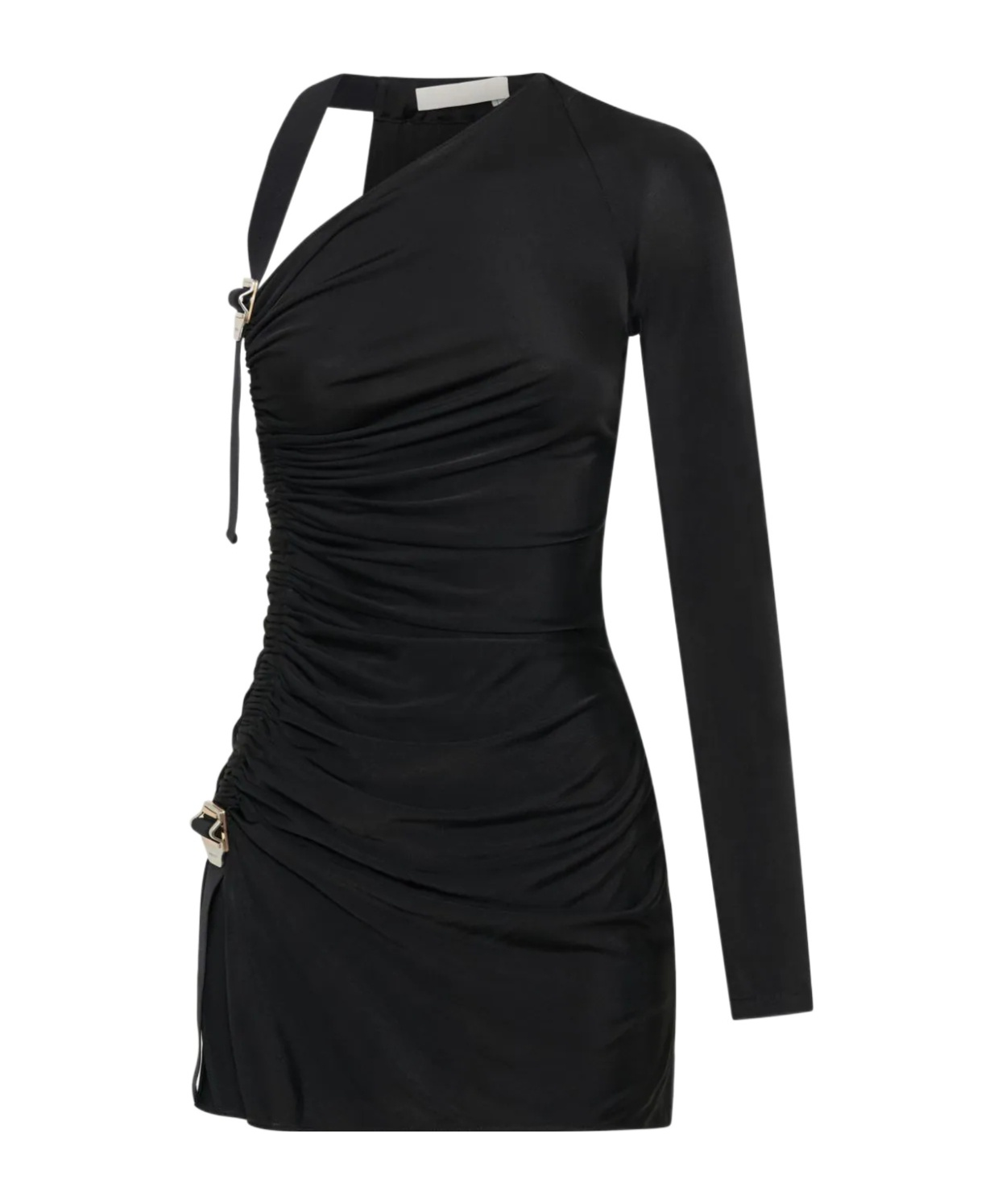 DION LEE ASYMMETRIC SINGLE-SLEEVE GATHERED MINIDRESS