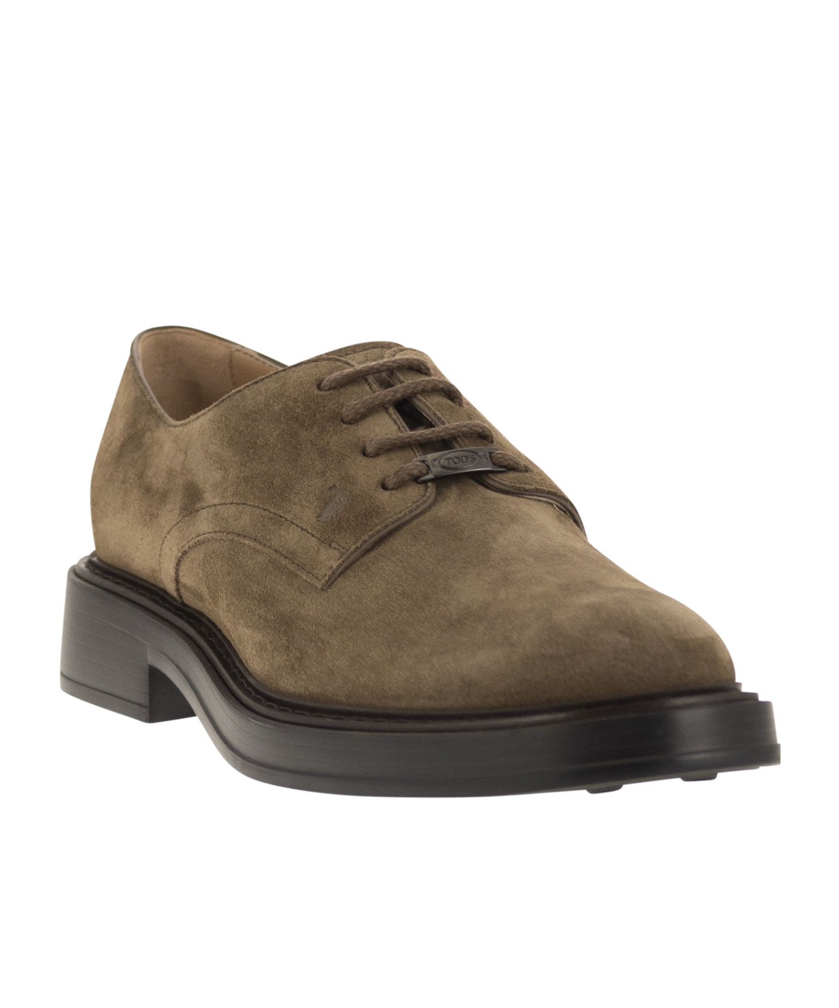 Tod's Lace-up Calfskin Block Heel Boots In Brown