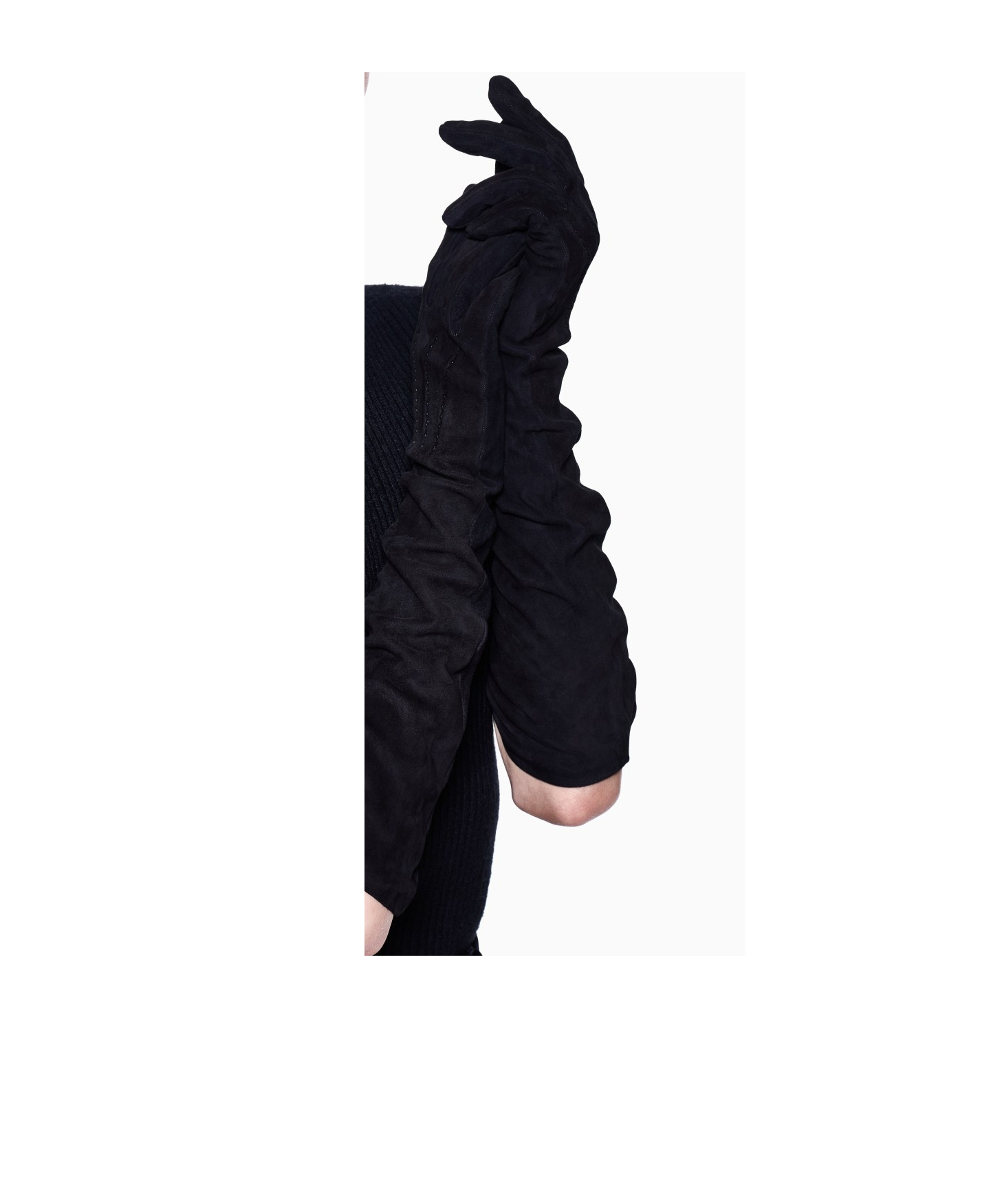 Giorgio Armani Elongated Black Lamb Leather Gloves In Black