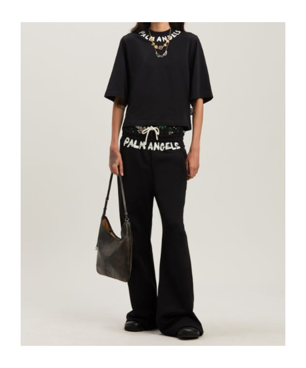 Palm Angels Ogo Crop T-shirt In Black