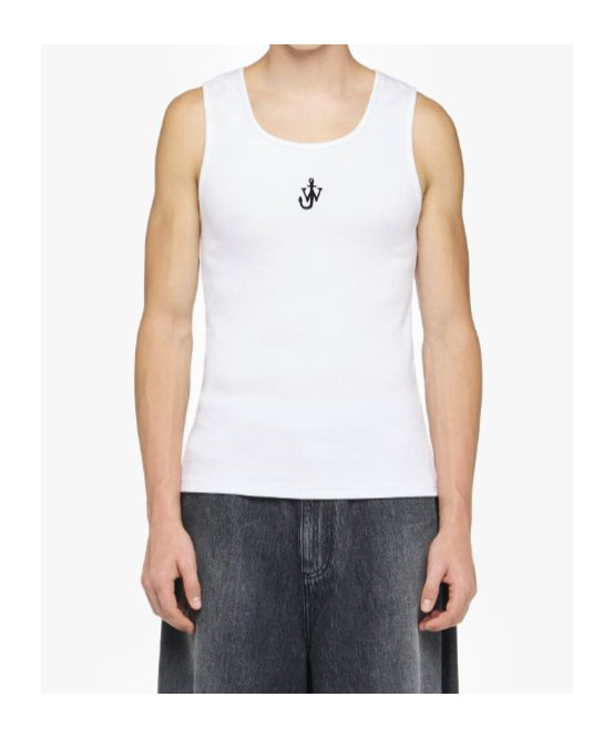 Jw Anderson White Sleeveless Top With Logo Embroidery On The Front In White