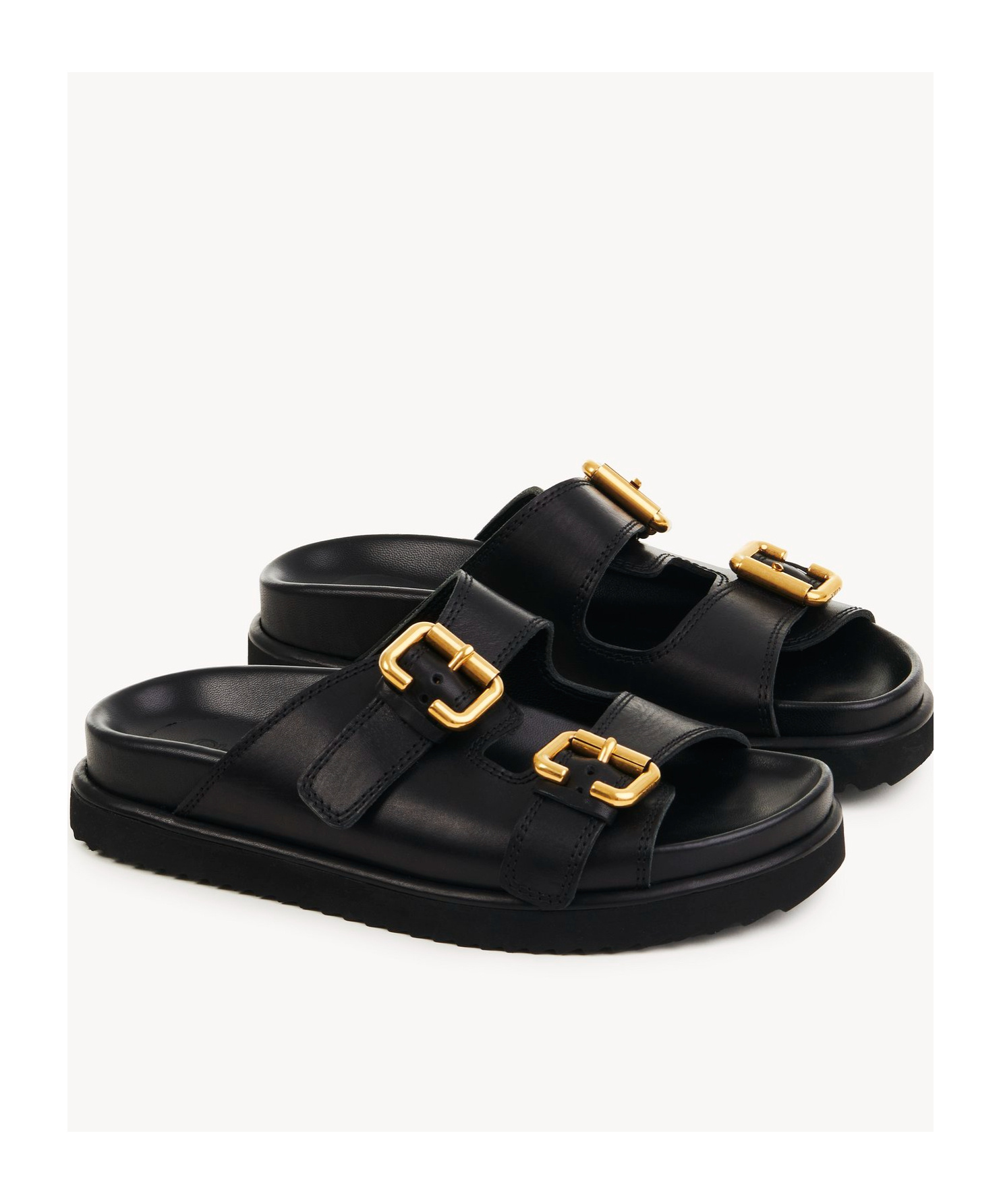 Chloé Womens Chloe Nil Double-strap Cowhide Mules In Black