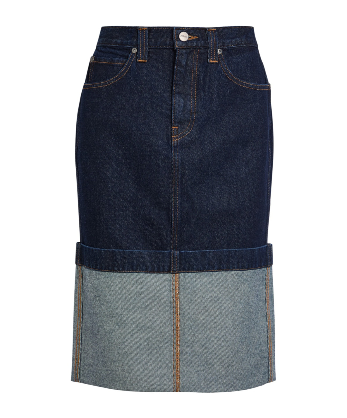Khaite Turn-up Hem Denim Skirt In Black