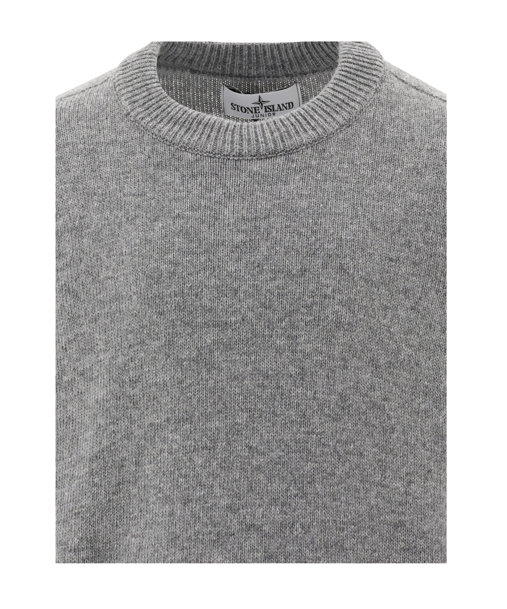 Stone Island Junior Compass Badge Crewneck Jumper In Gray