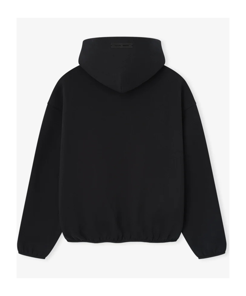 Essentials Front Logo Patch Panelled Hoodie In Black