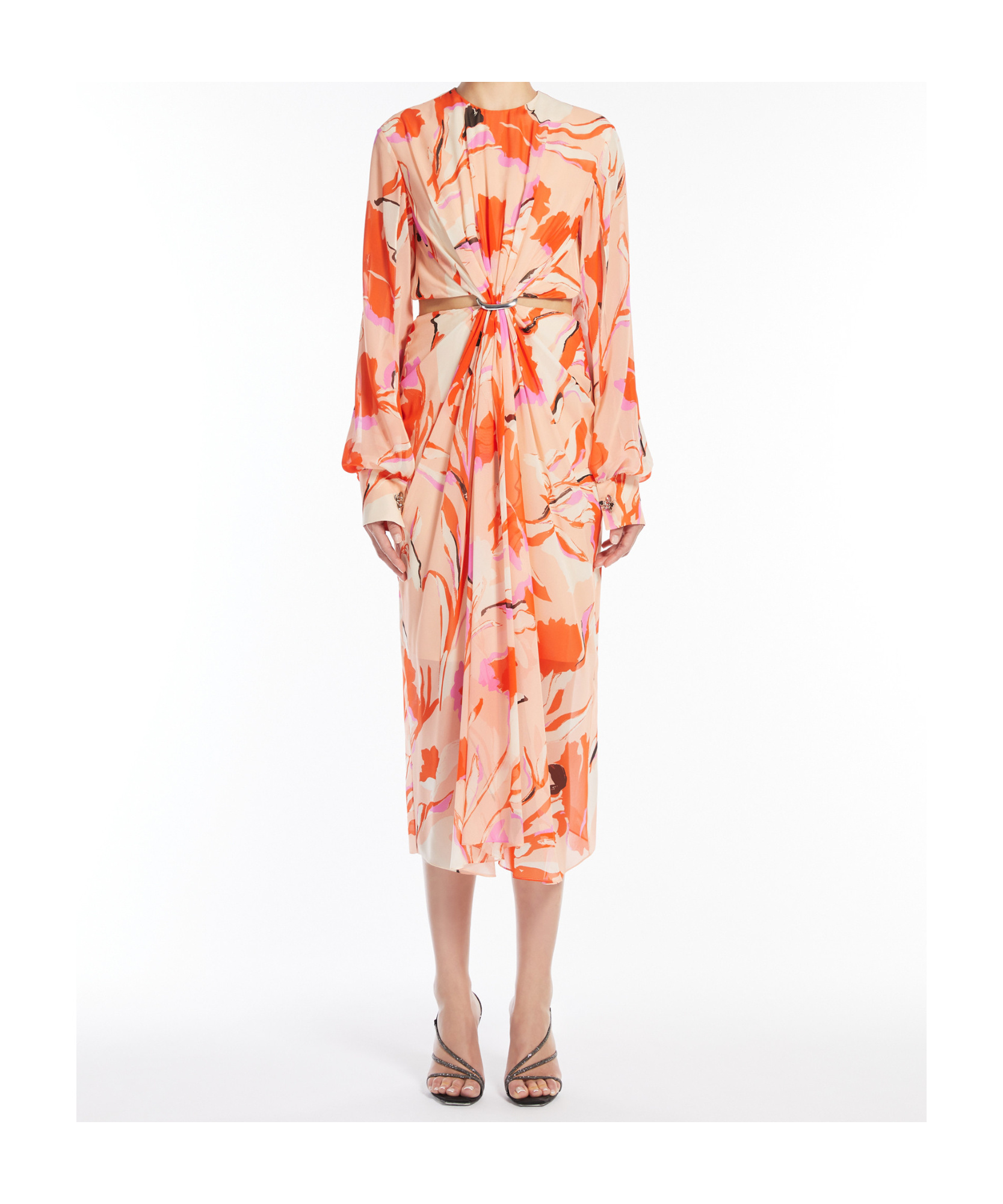 Max Mara Silk Georgette Midi Dress In Nude