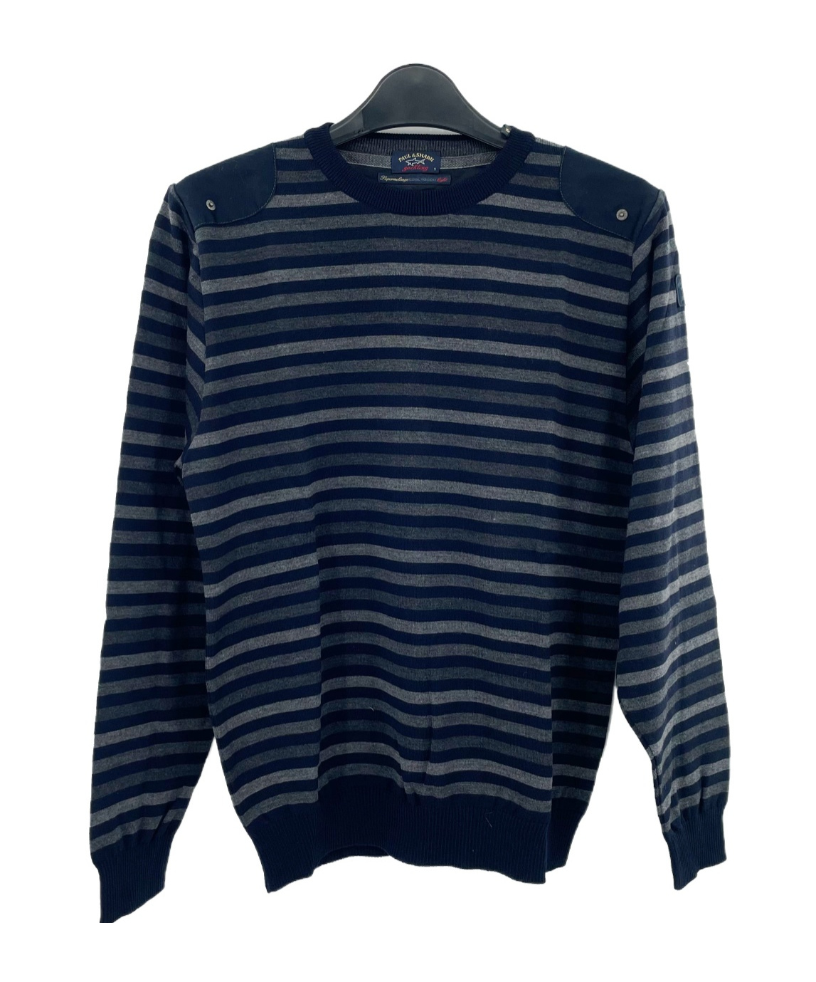 Shop Paul & Shark Round-neck Striped Sweater In Black