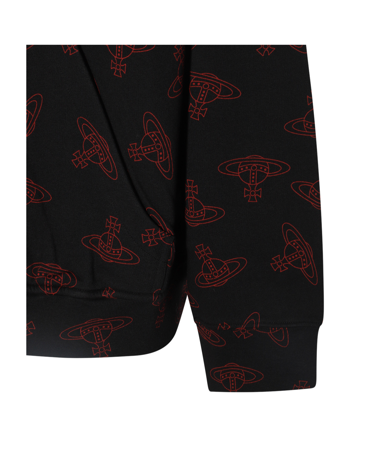 Vivienne Westwood Printed Hooded Sweater With Kangaroo Pocket In Black