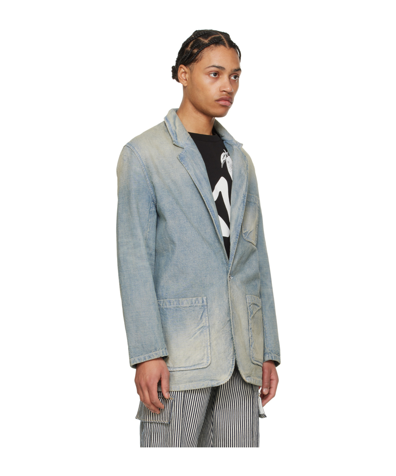 Kenzo Denim Blazer Jacket In Gray