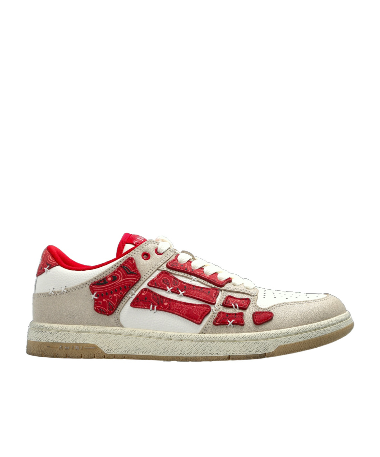 Amiri Leather Bandana Skel Sneakers With Contrast Panels In Multi
