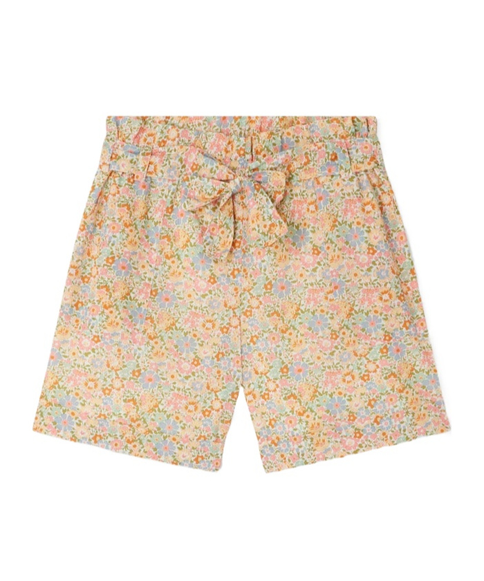 Bonpoint Girls Floral Print Cotton Shorts In Nude