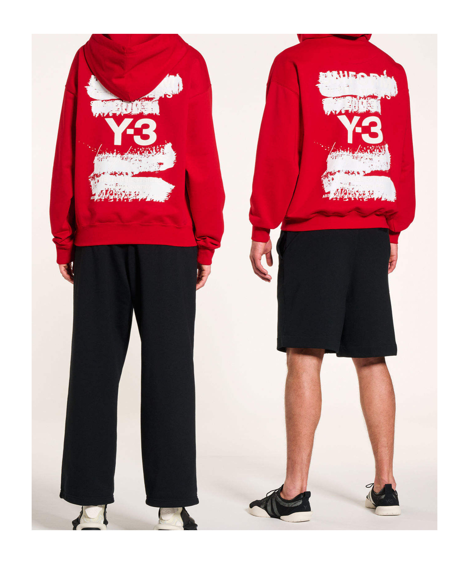 Y-3 Red Hoodie With Distinctive Graphic Print In Red
