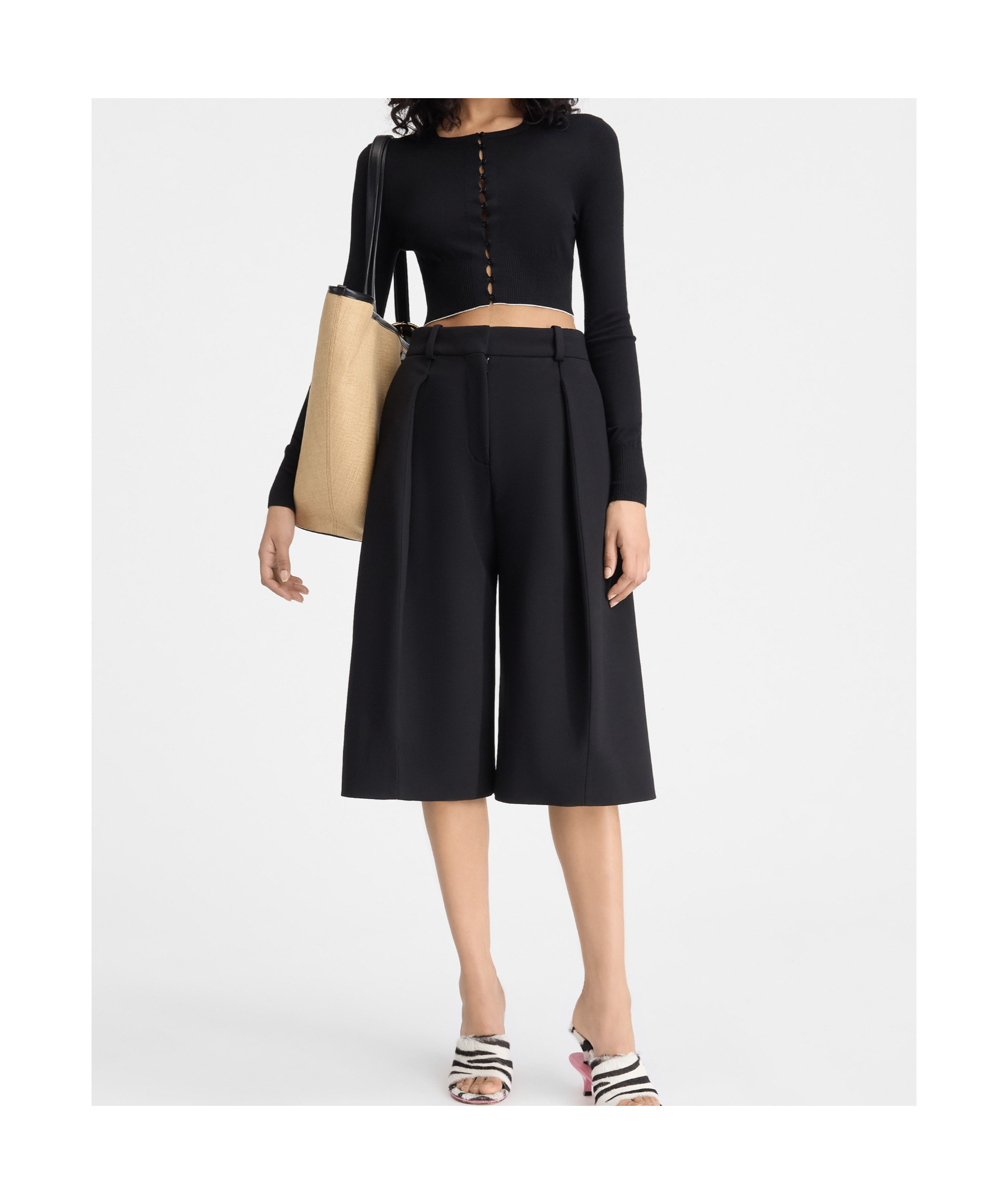 Jacquemus Woman Cardigan Black Size 6 Virgin Wool, Polyamide In Black
