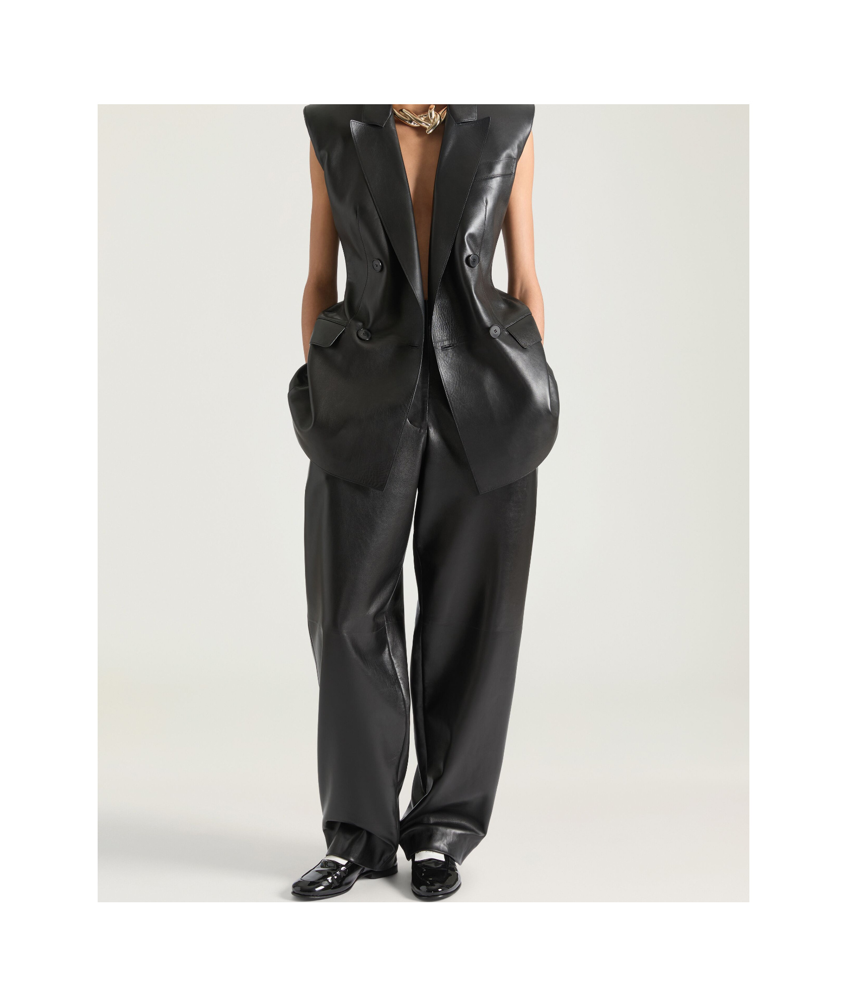 Givenchy Double Pleat Pants In Leather In Black