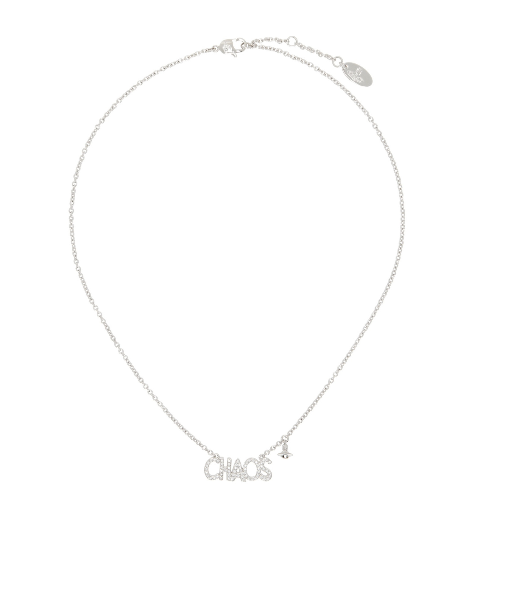 Vivienne Westwood Chaos Pendant Necklace In Platinum/white Cubic Zirconia