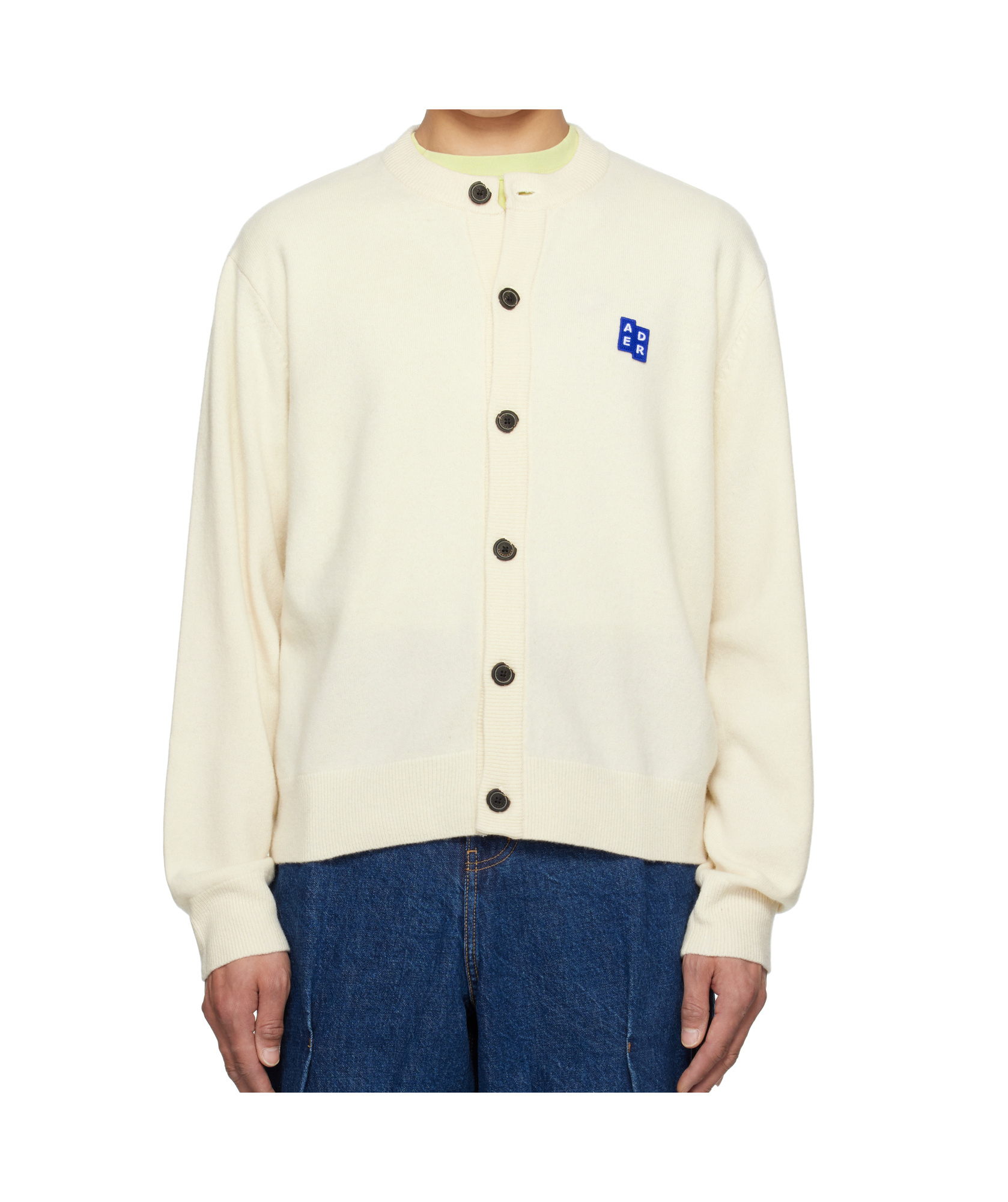 Ader Error Long Sleeve Cardigan In Off-white