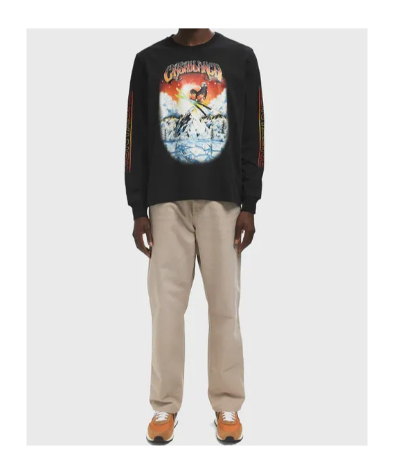 Casablanca Printed Long-sleeved T-shirt In Black