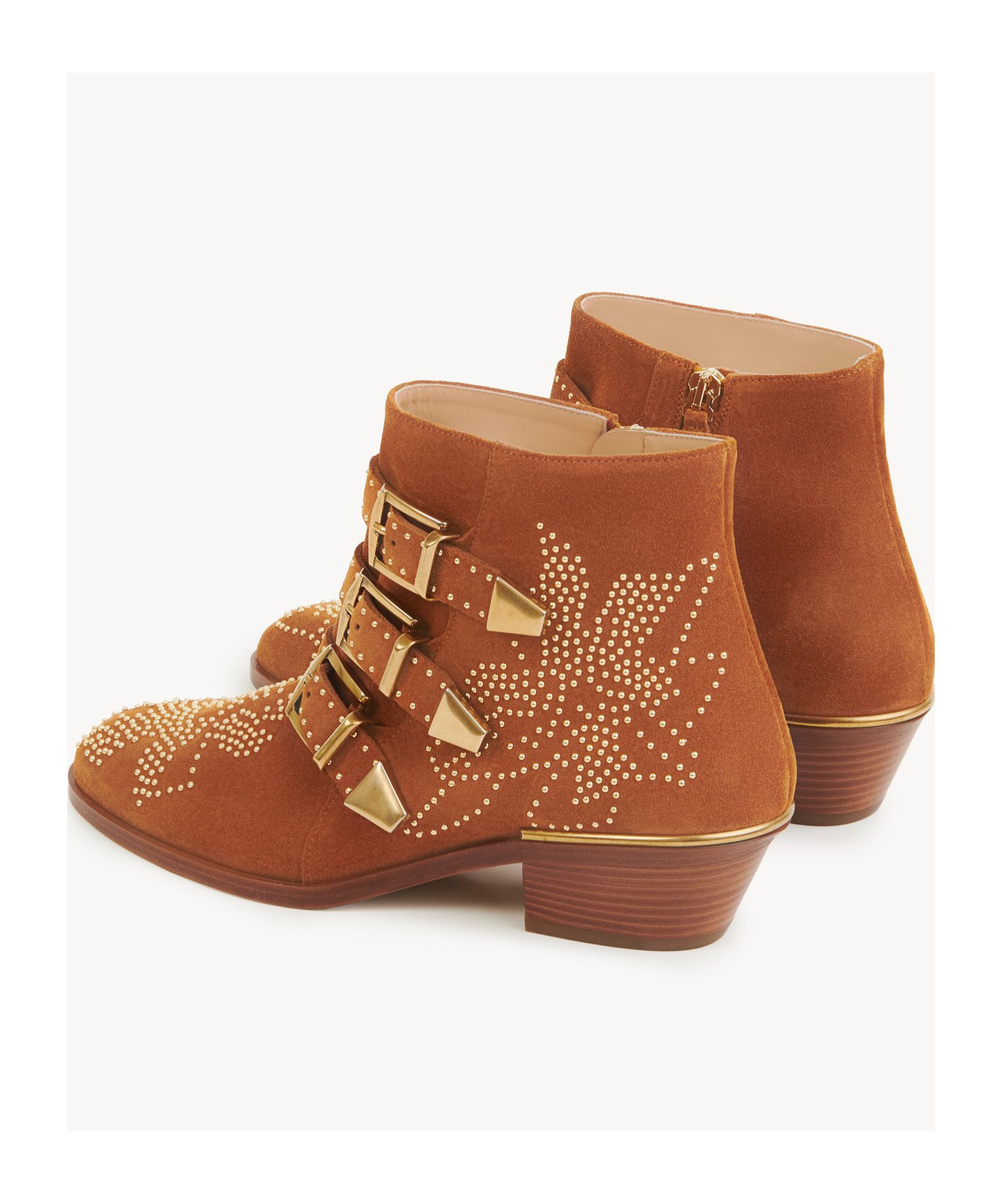 Chloé Women Ginger Brown Nubuck Cowhide Susanna Ankle Boots In Brown