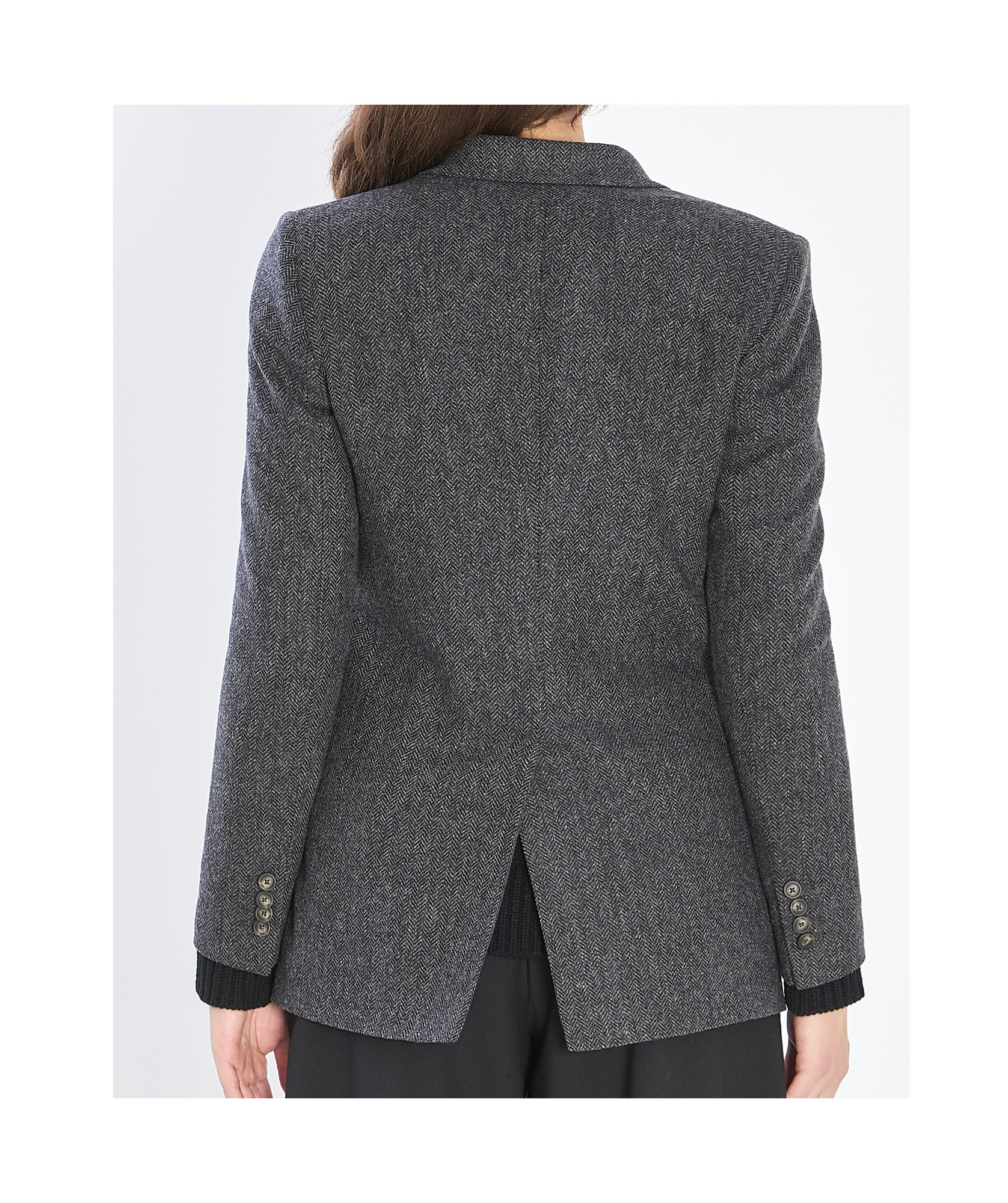 Tagliatore Jasmine Herringbone Double-breasted Peacoat In Gray