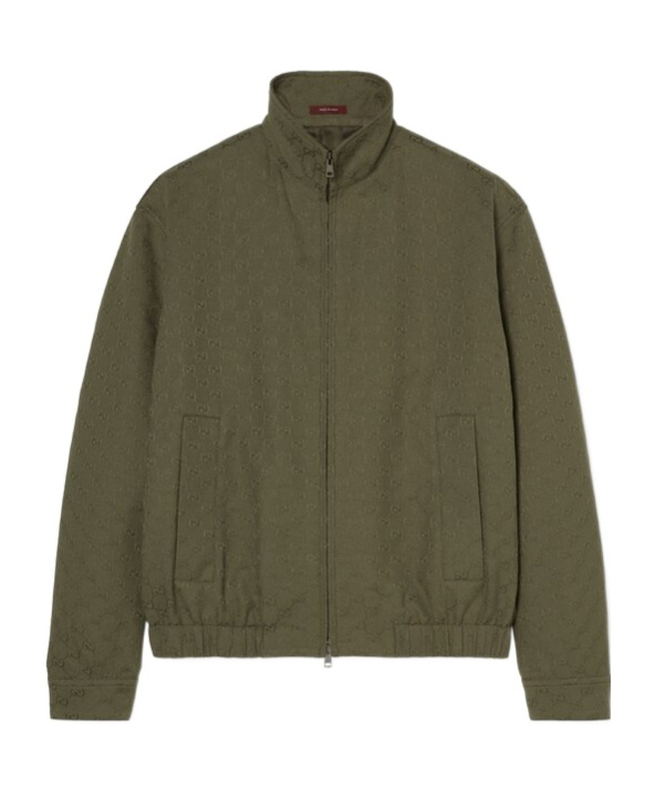 Gucci Mens Rusty Green Monogram-pattern Cotton-blend Blouson Jacket In Green