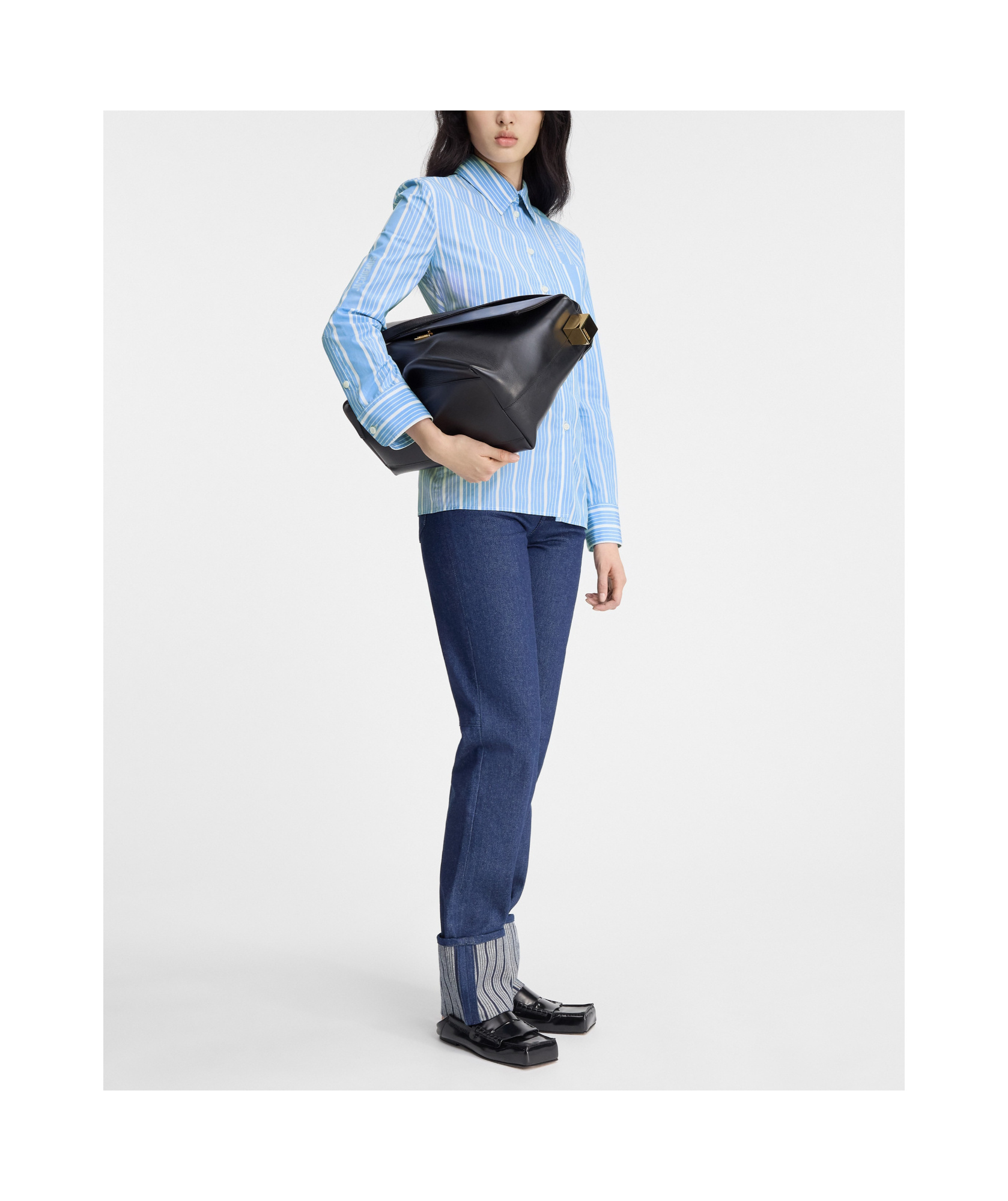 Jacquemus Striped Shirt With Cut-out In Blue