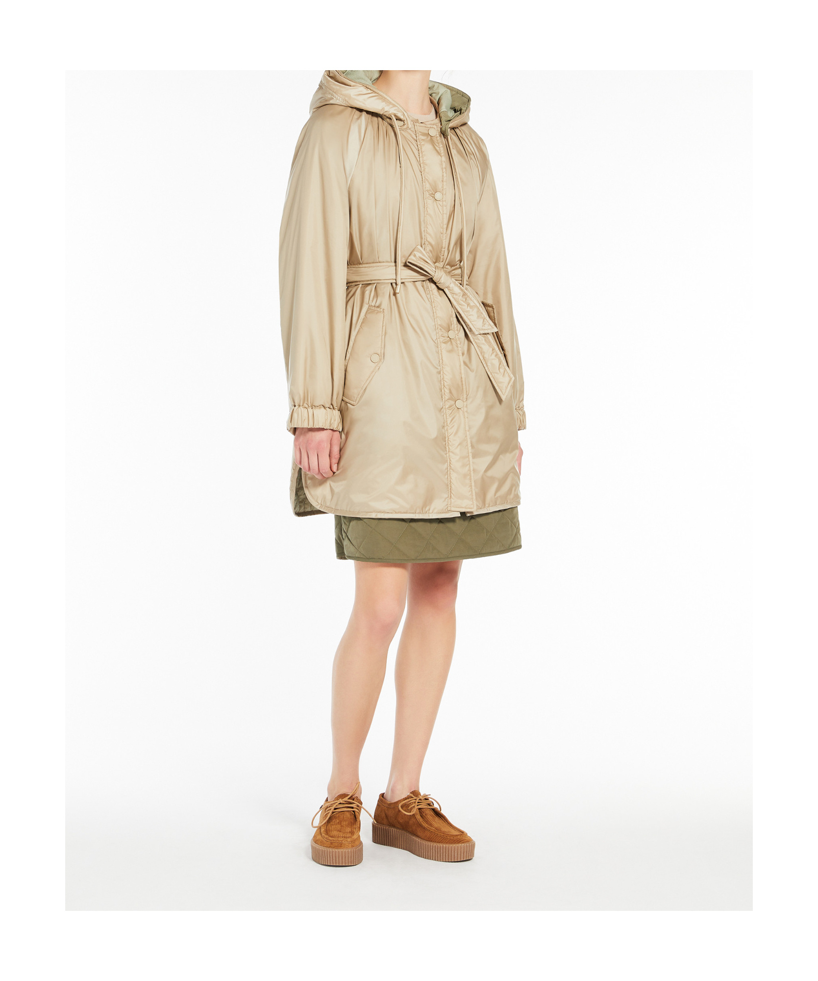 Weekend Max Mara Long-sleeved Double-sided Parka Coat In Nude