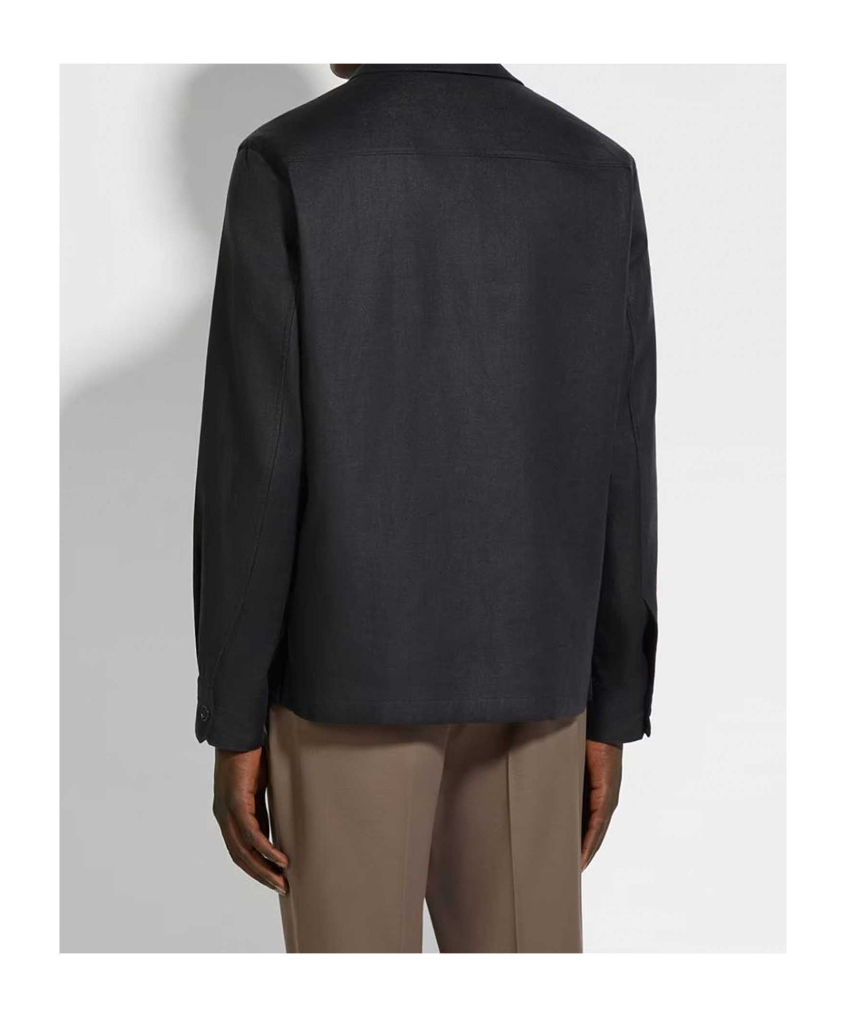 Shop Zegna Long-sleeved Shirt Coat In Black