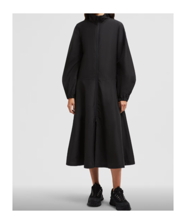Moncler Robe Midi En Coton À Col Roulé In Black