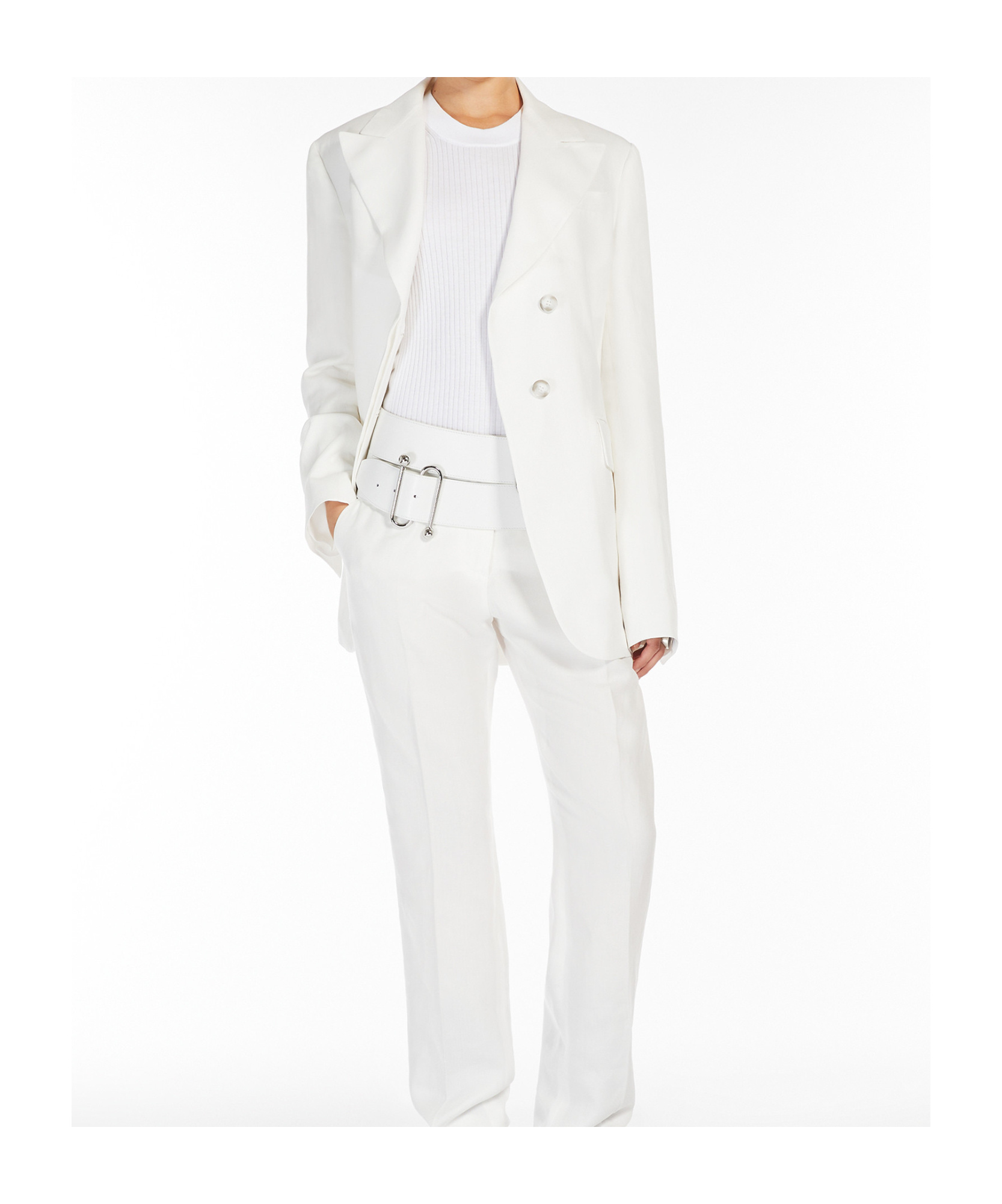 Sportmax Linen And Viscose Twill Blazer In White
