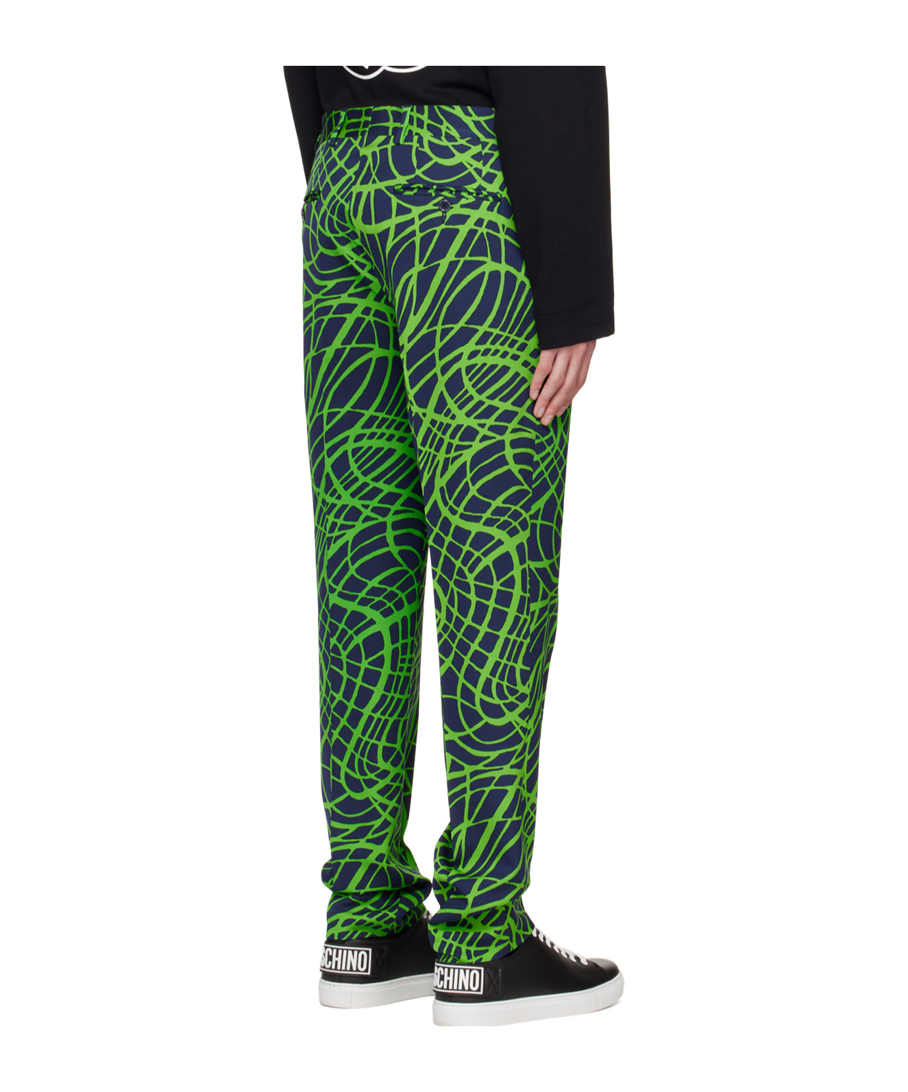 Moschino Wave Line Printed Casual Pants In Green