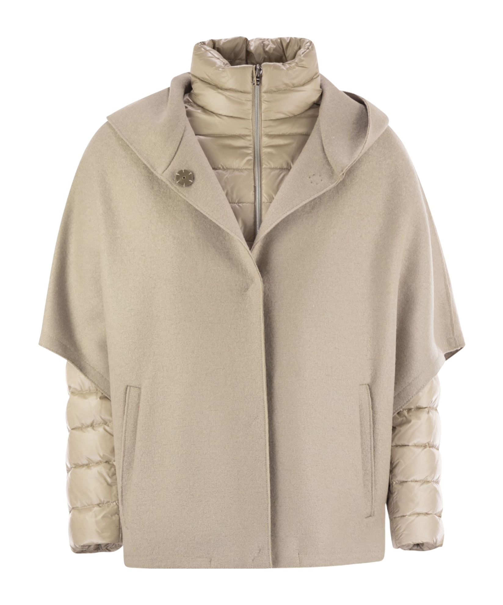 Herno Women Resort Hood In Ultralight Wool And Nylon In Neutral