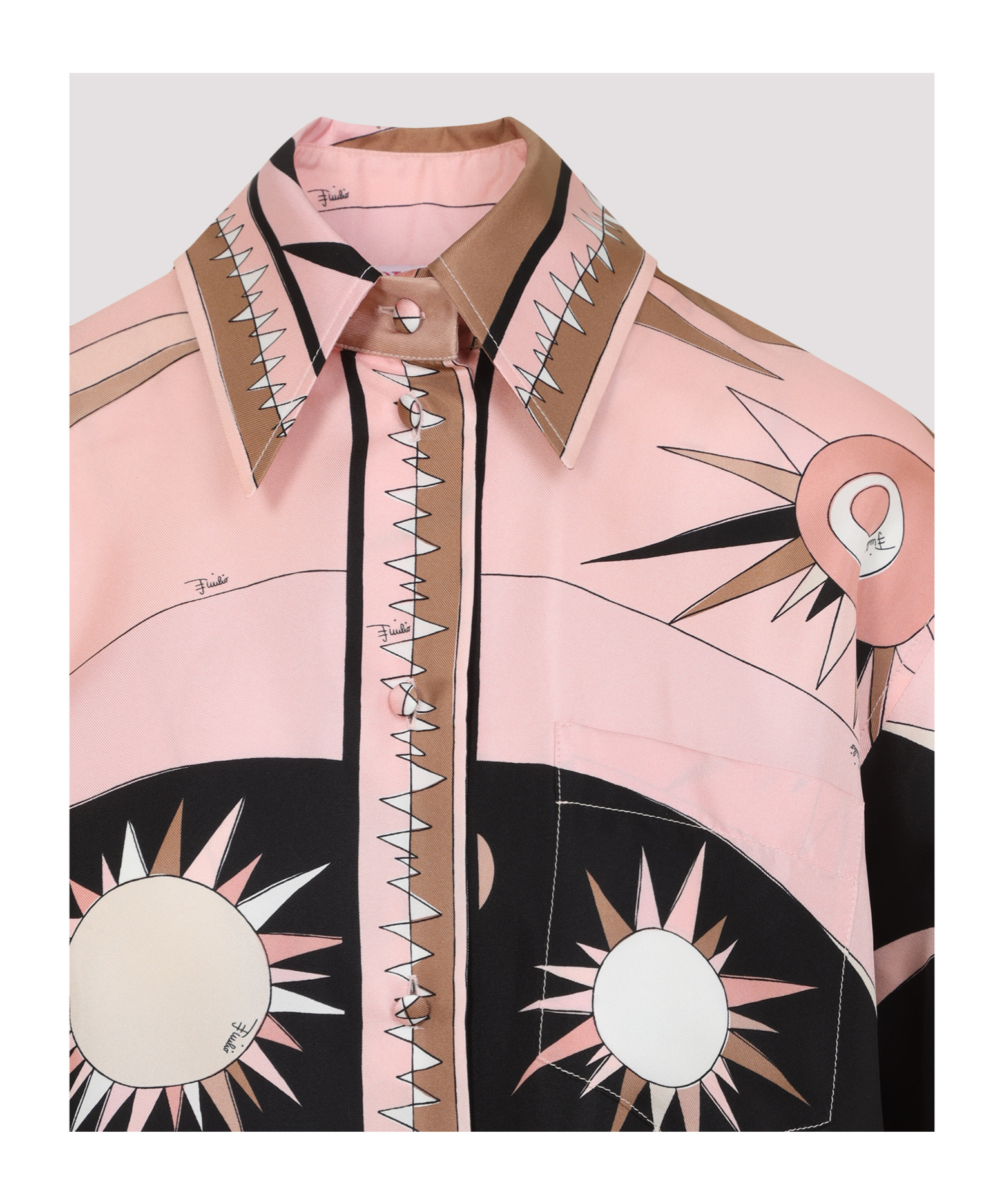 Pucci Stella Print Silk Oversized Shirt In Nude