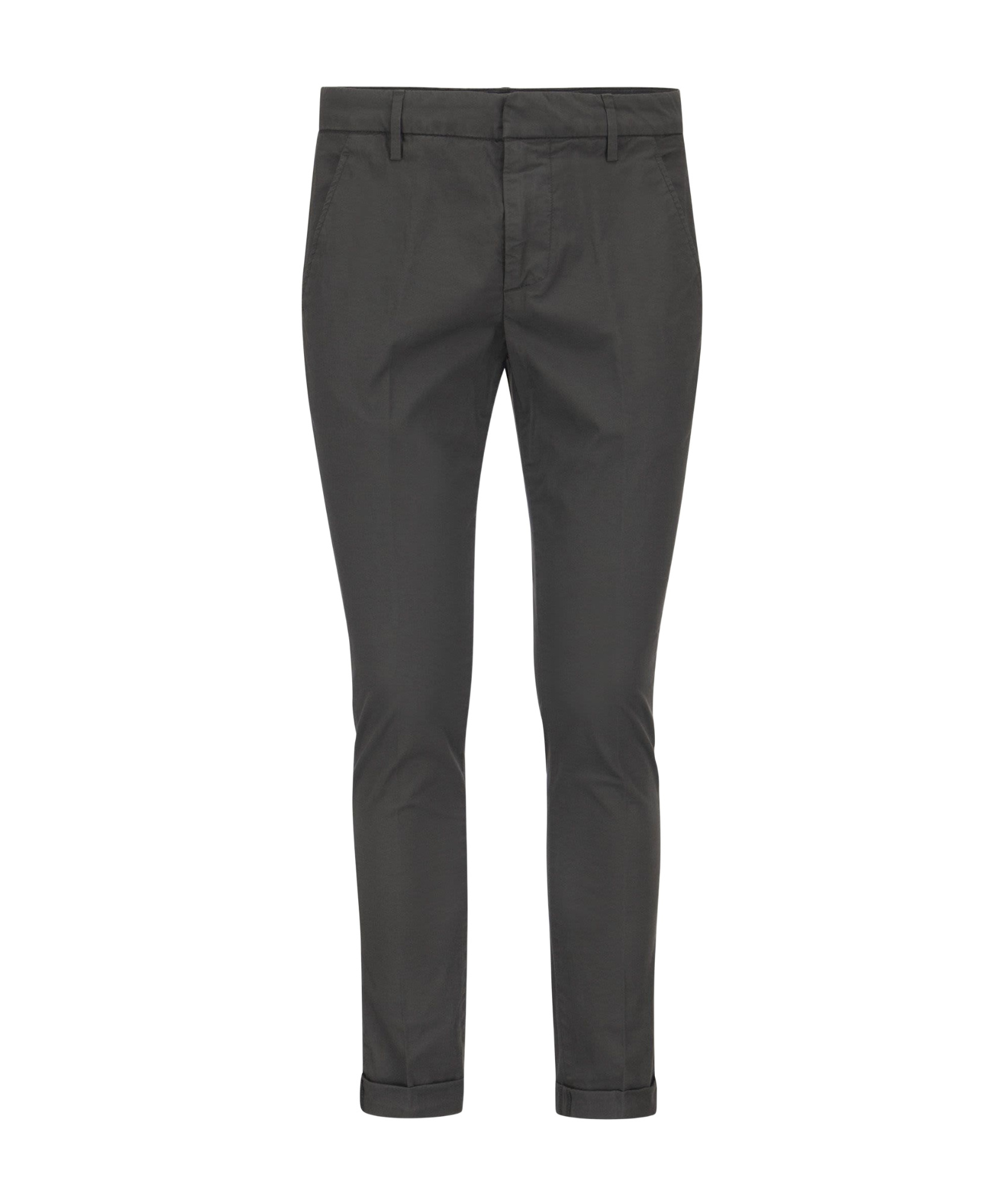 Dondup Cuffed Hem Stretch Cotton Trousers In Black