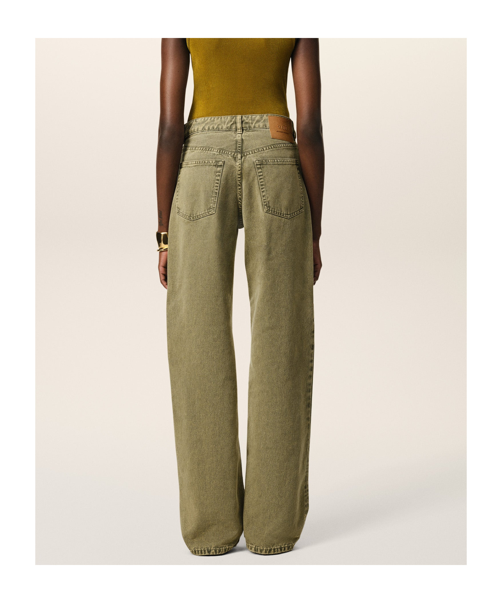 Ami Alexandre Mattiussi Green Cotton Large Fit Jeans Green