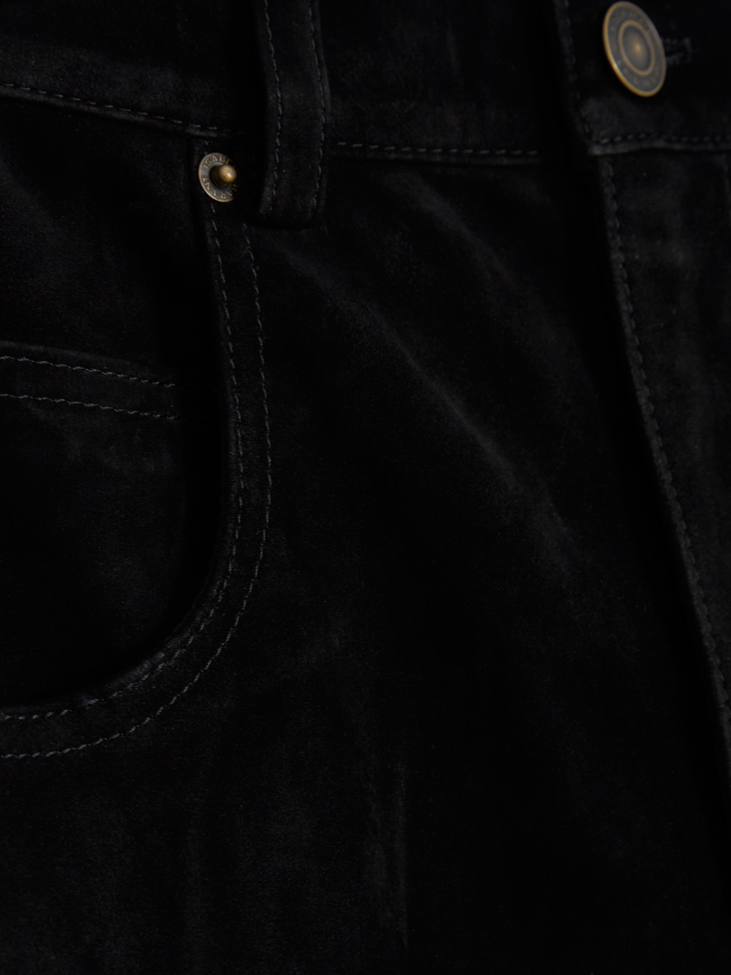 Isabel Marant Oriane Faded Denim Trousers With Contrast Stitching In Black