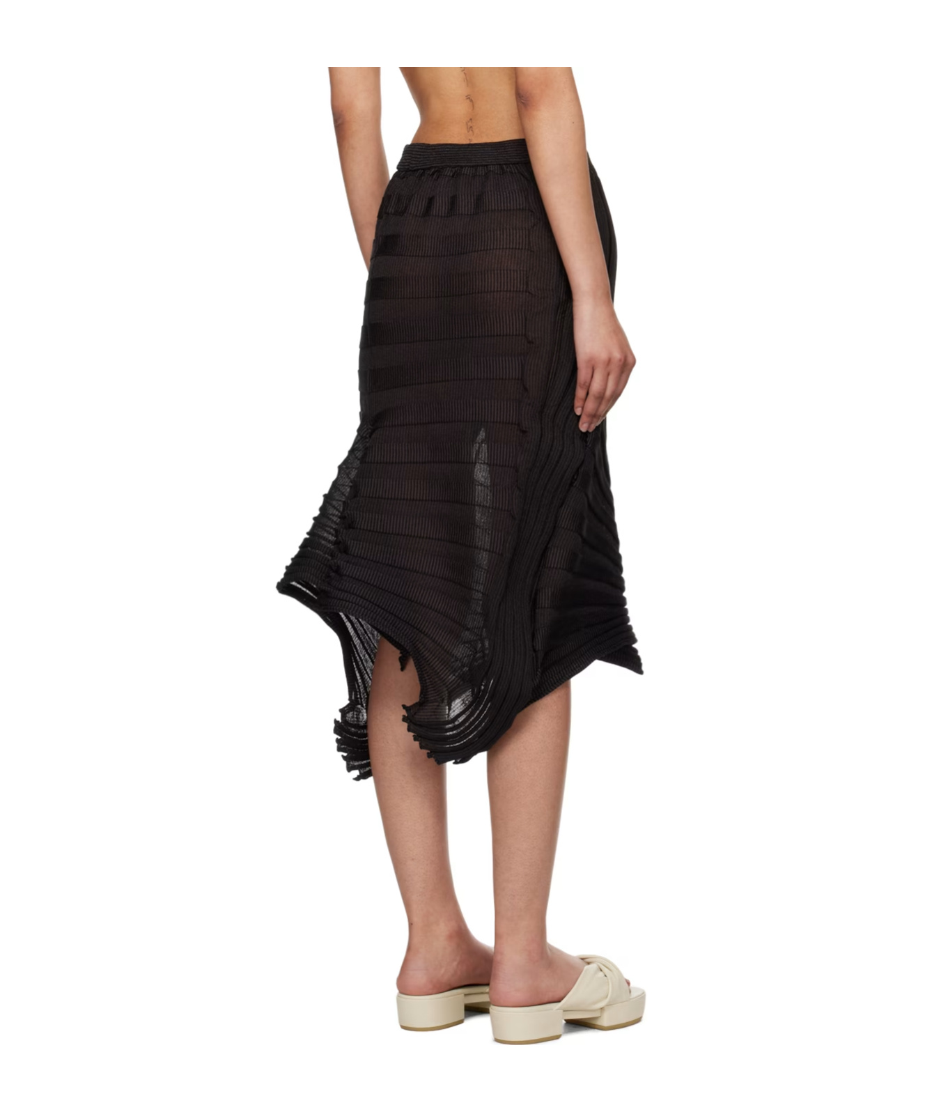 Issey Miyake Knitted Mid-length Skirt In Black