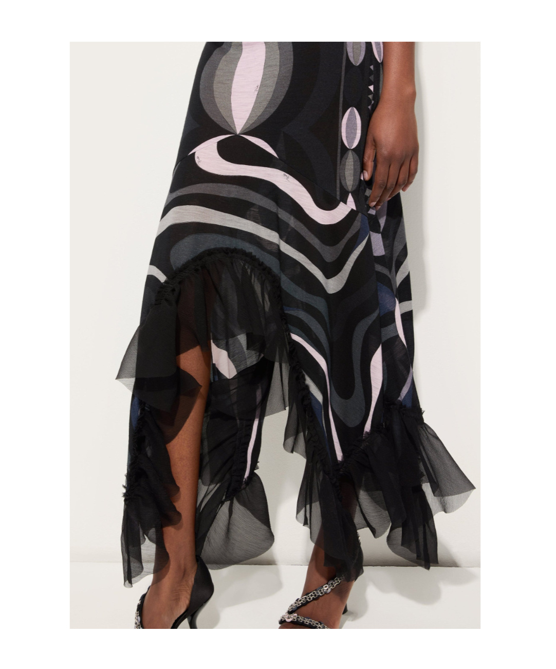 Pucci Iride Print V-neck Dress In Black