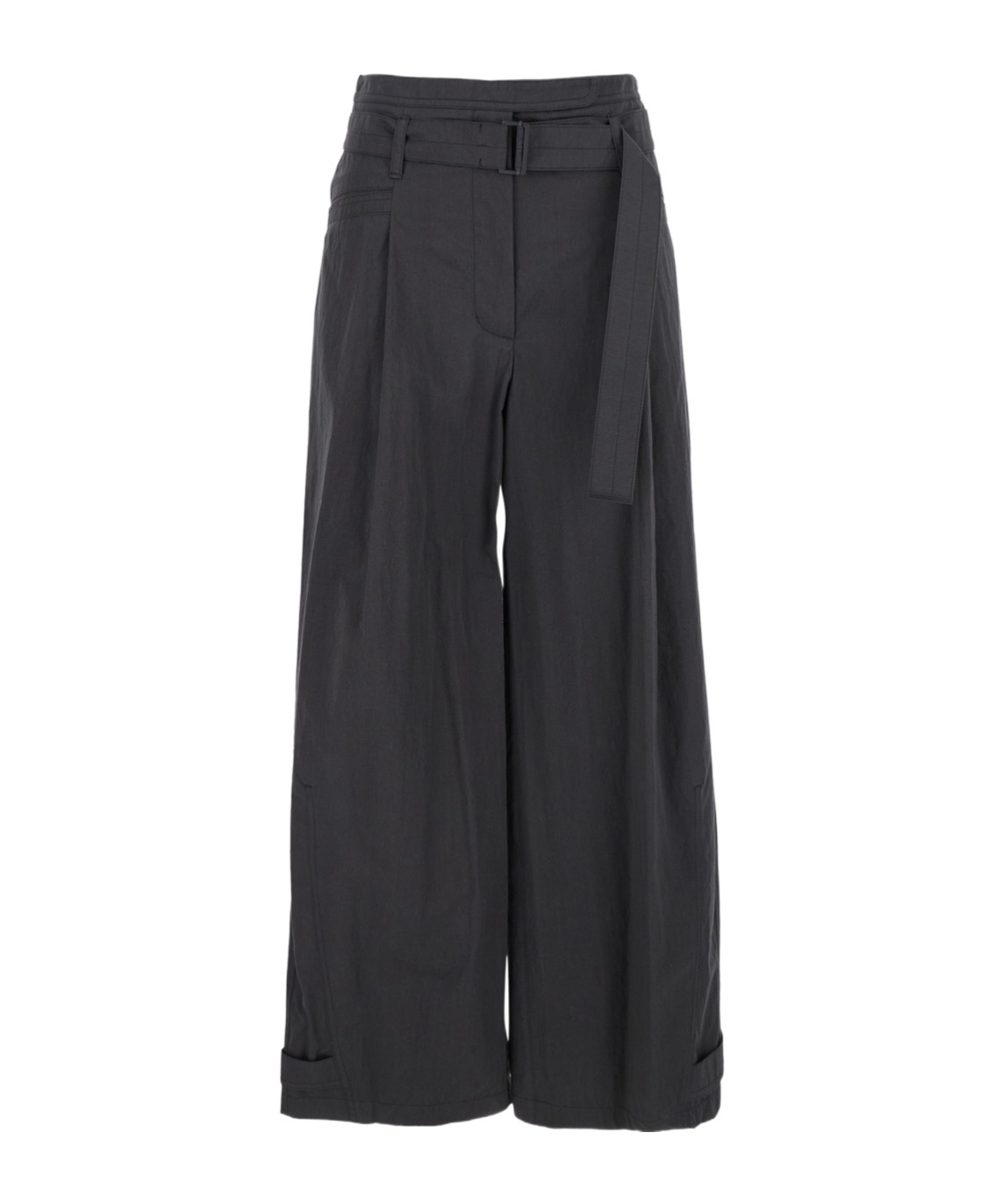 Low Classic Double Belt Pleated Trousers In Grey