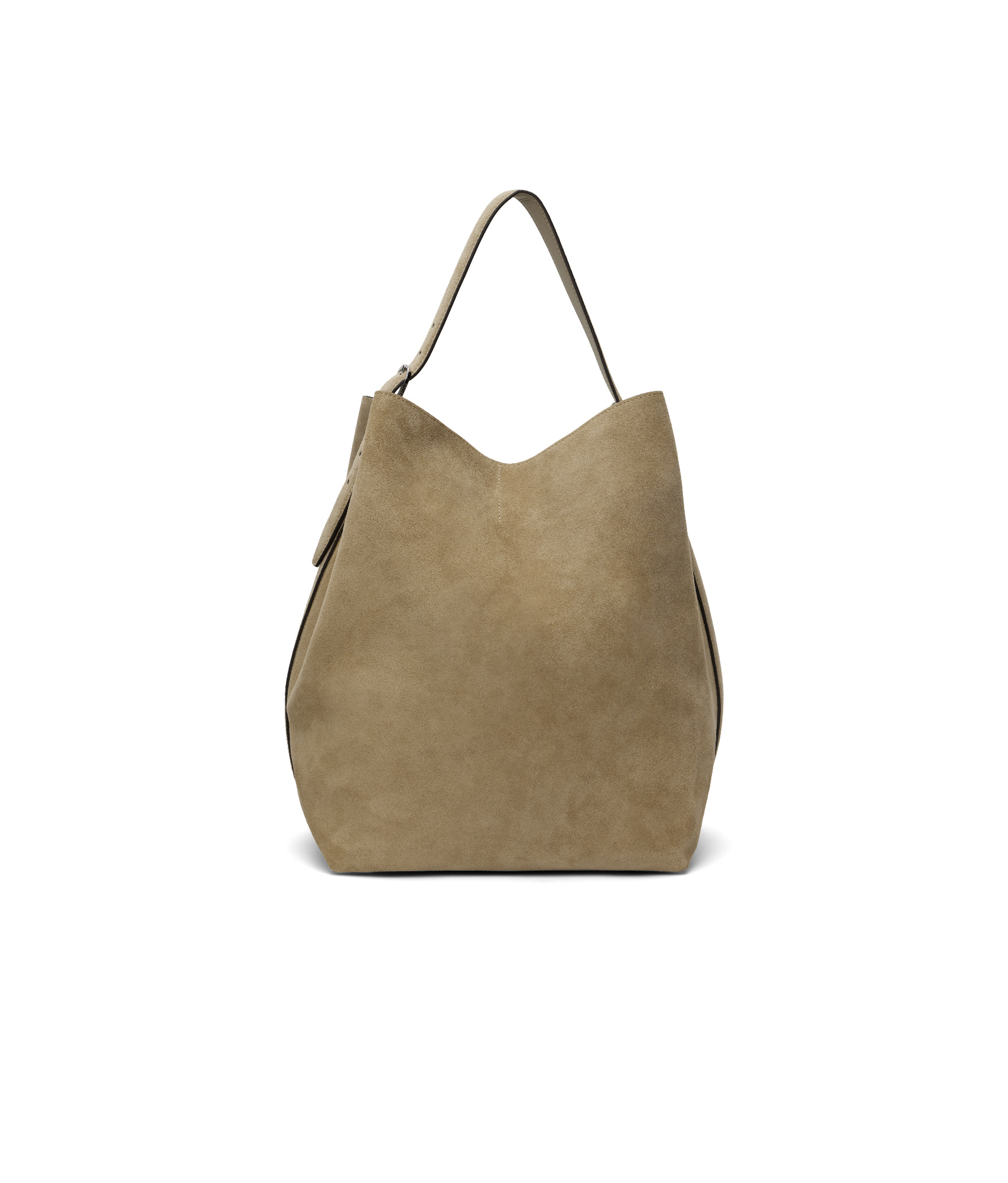 Totême Taupe Belted Suede Tote In Brown