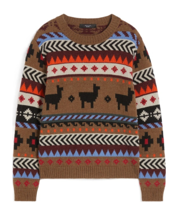 Weekend Max Mara Crew Neck Long Sleeve Sweater In Brown