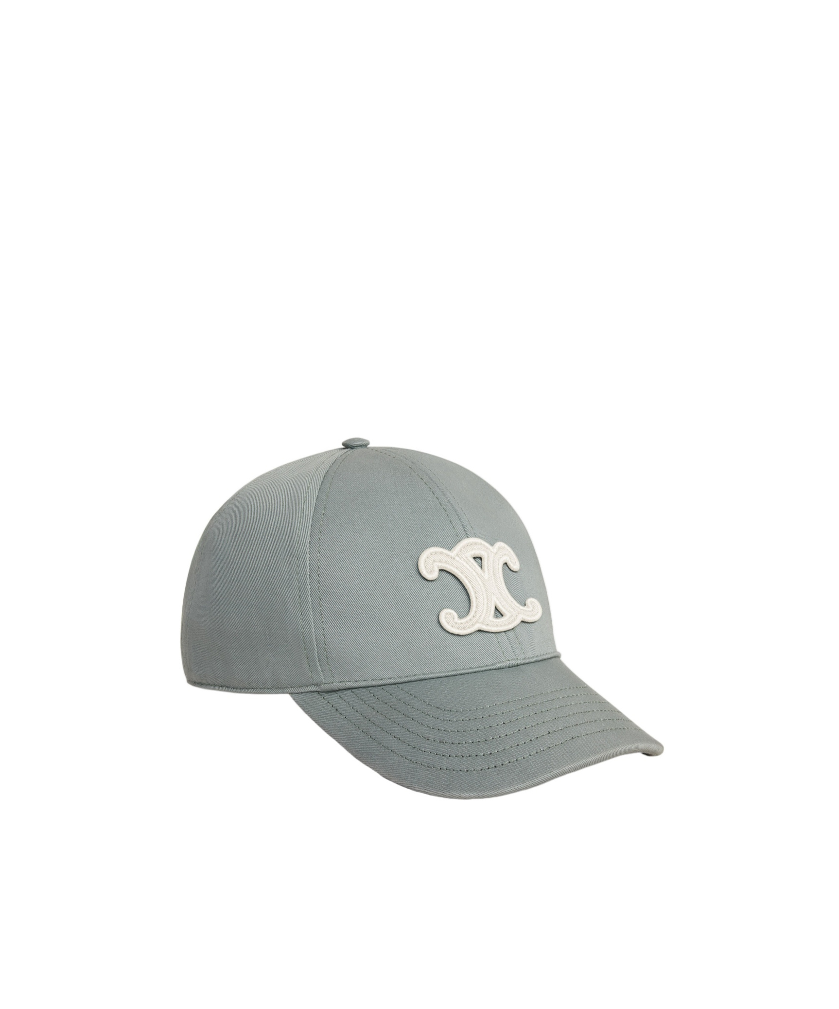 Celine Triomphe Washed Cotton Baseball Cap In Blue-gray